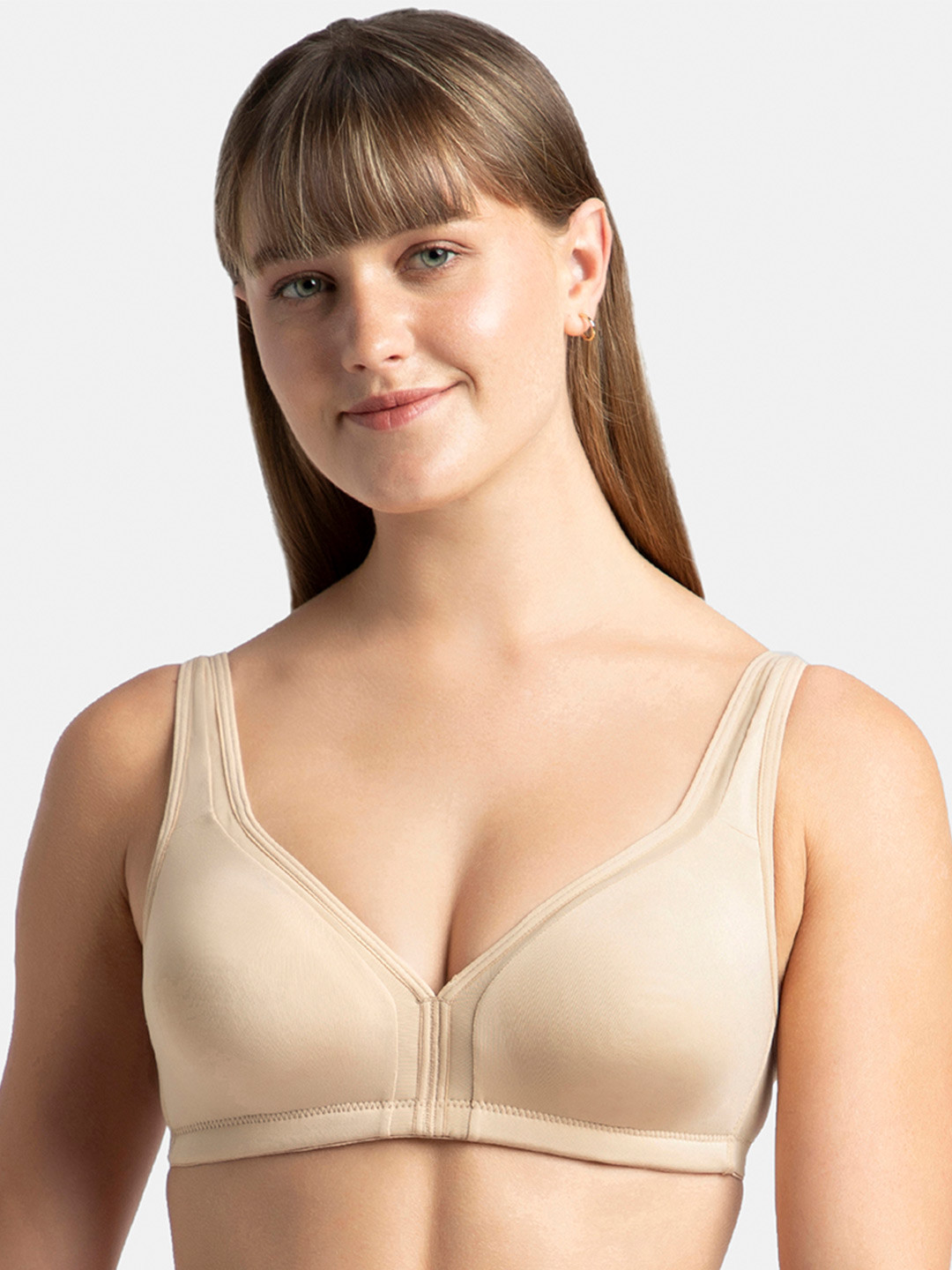 Jockey Wirefree Non Padded Soft Touch Full Coverage Stylised Mesh Panel Tshirt Bra-1820