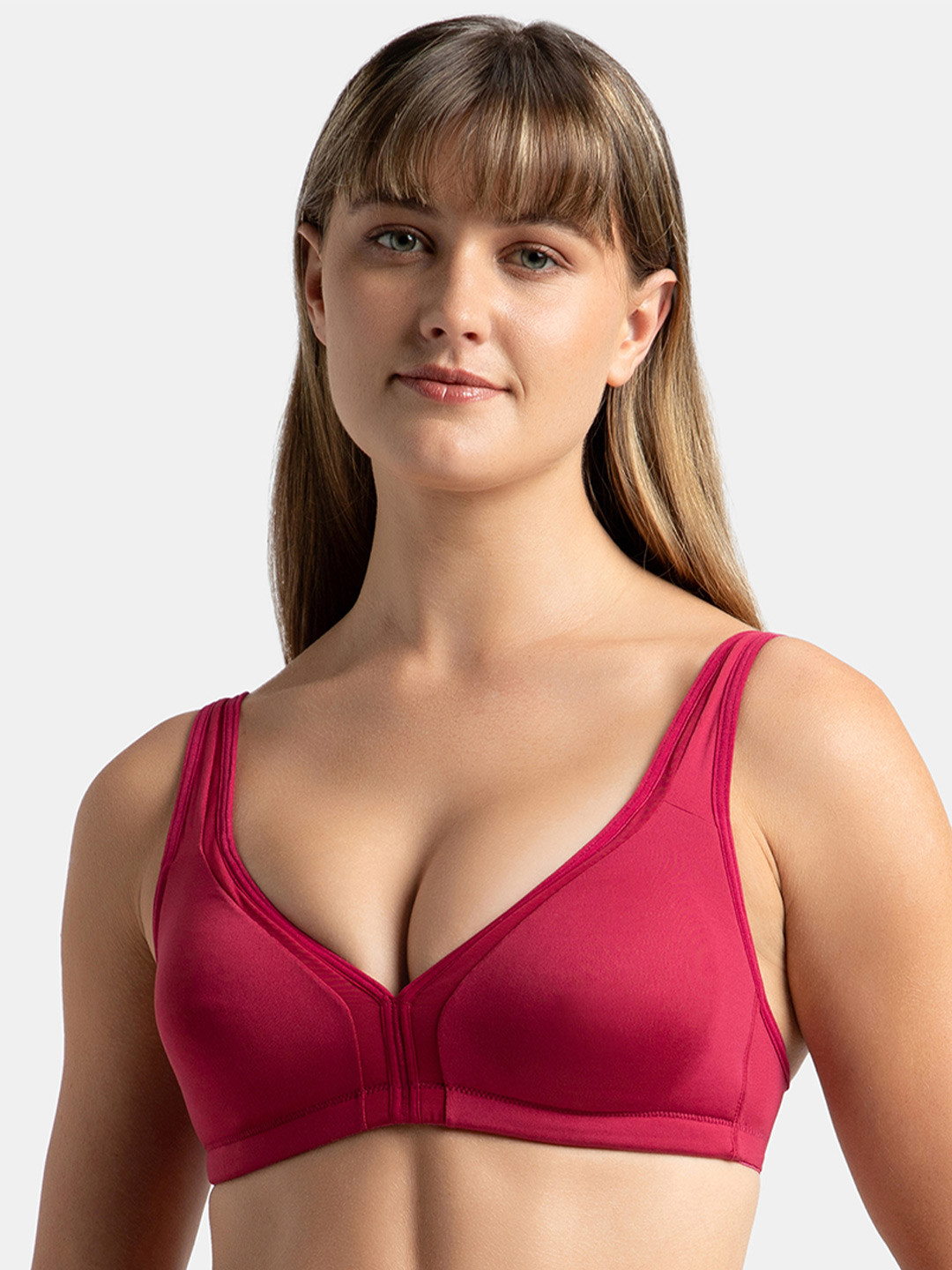 Jockey Wirefree Non Padded Soft Touch Full Coverage Stylised Mesh Panel Tshirt Bra-1820