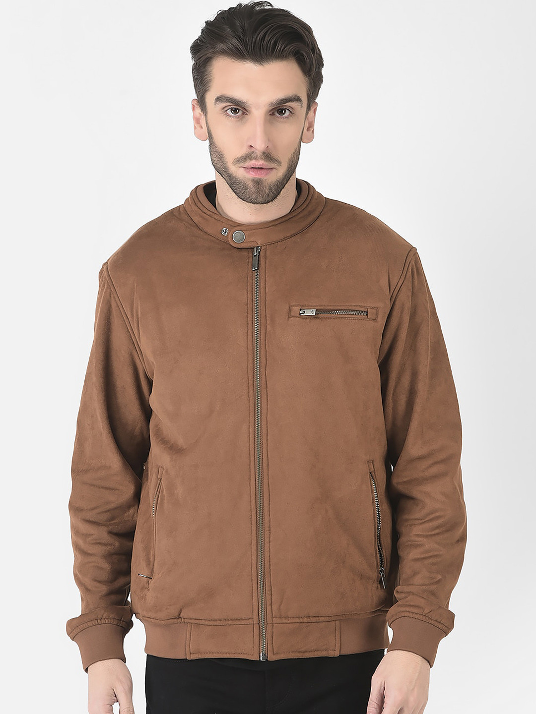 Crimsoune Club Men Tan Bomber Jacket