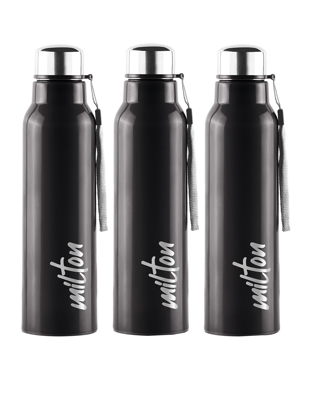 Milton Black Solid Stainless Steel Spill Proof 3 Piece Water Bottle - 630ml
