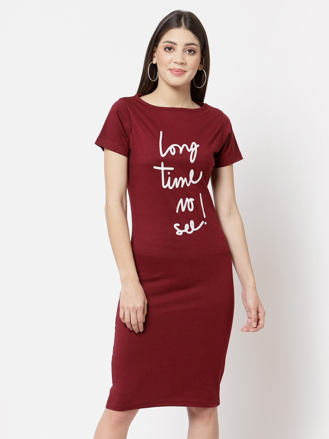 aayu Typography T-shirt Dress
