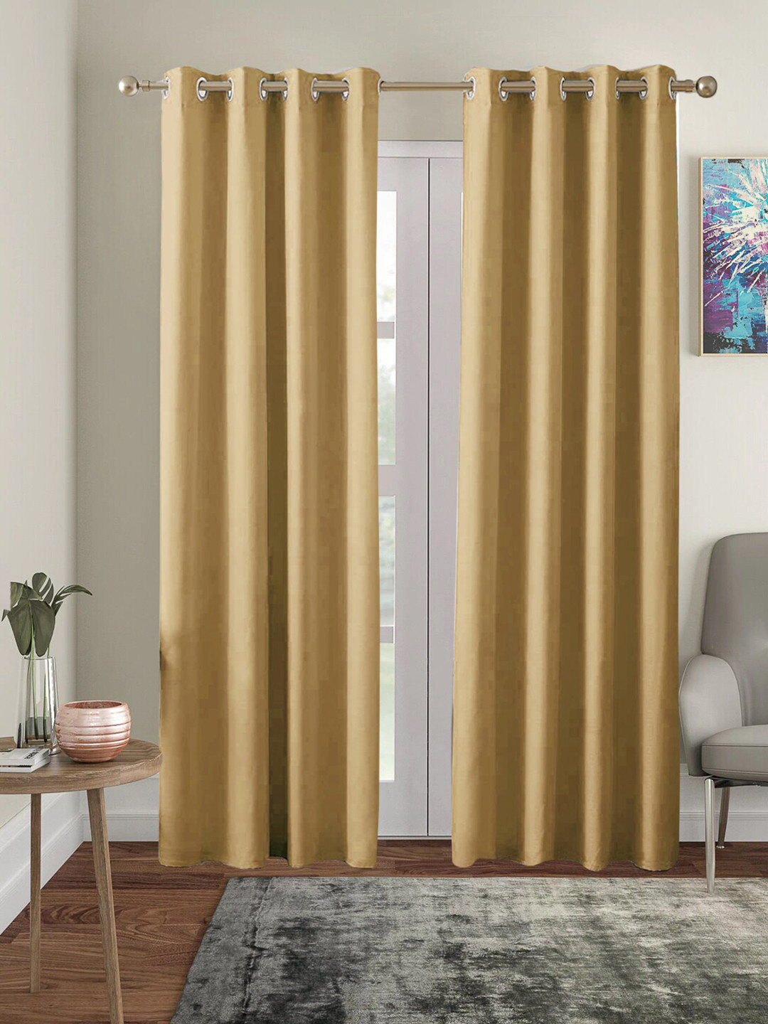 AEROHAVEN Cream-Coloured 2 Pcs Black Out Long Door Curtain