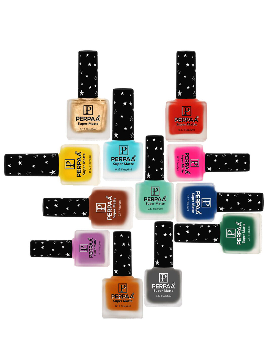 PERPAA Set of 12 Super Matte Quick-Dry & Long-Lasting Nail Polish 6 ml Each- Combo 16