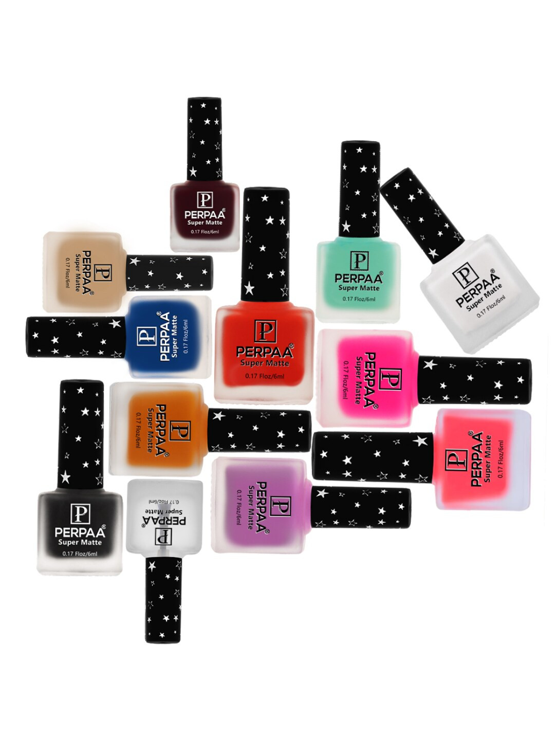 PERPAA Set Of 12 Super Matte Quick-Dry & Long Lasting Nail Polish 6ml Each - Combo 01