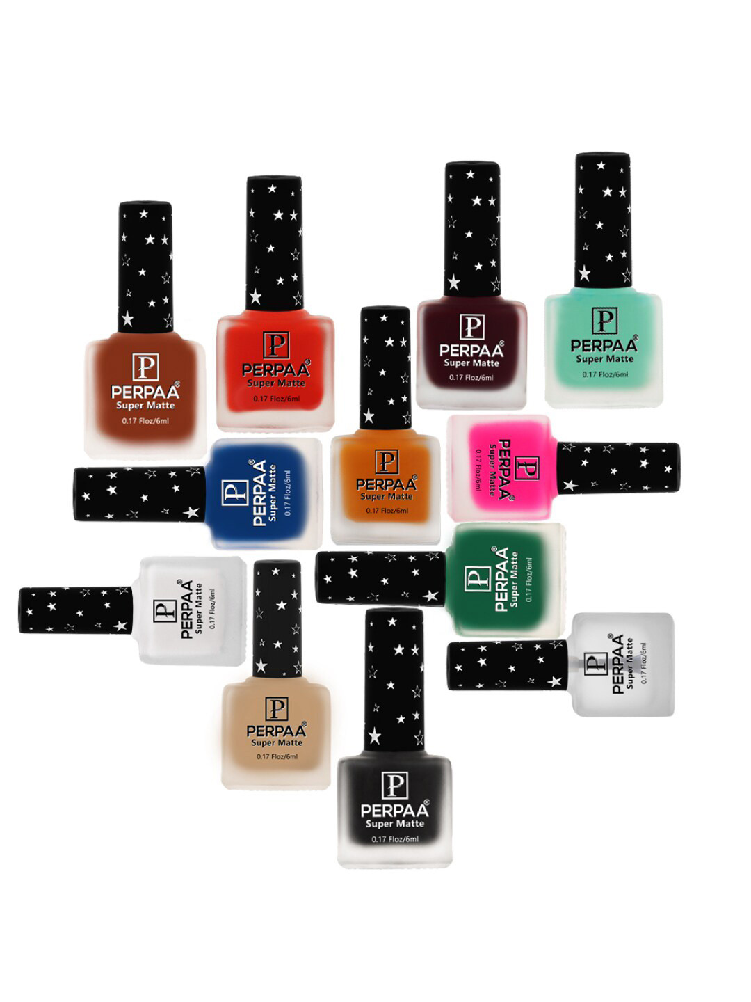 PERPAA Set Of 12 Super Matte Quick-Dry & Long Lasting Nail Polish 6ml Each - Combo 09