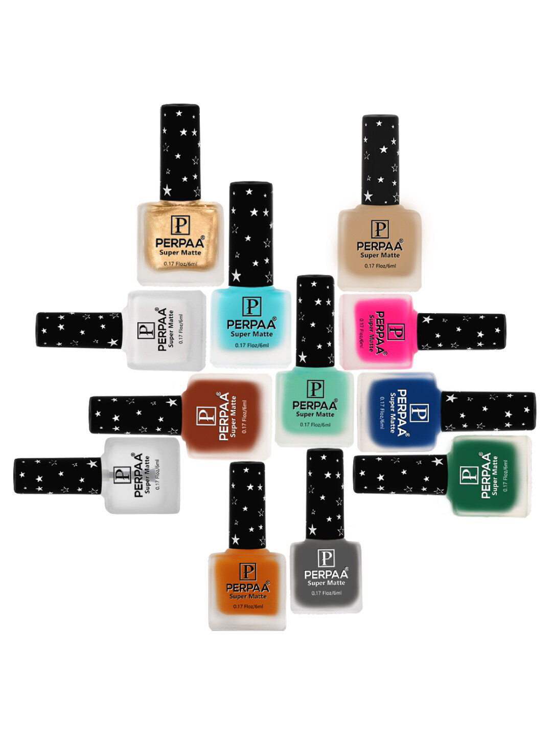 PERPAA Set Of 12 Super Matte Quick-Dry & Long Lasting Nail Polish 6ml Each - Combo 17