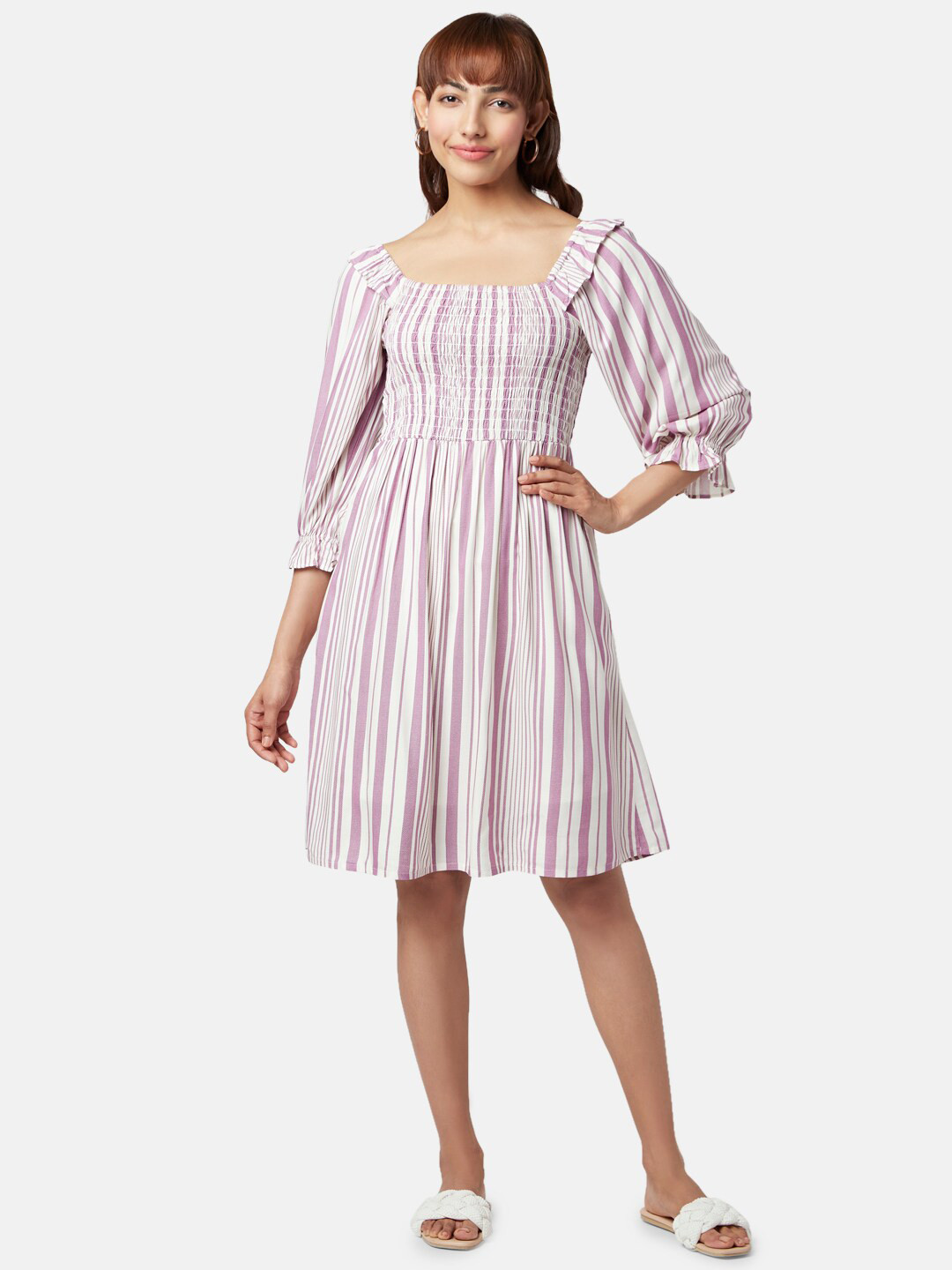 Honey by Pantaloons Square Neck Fit & Flare Striped Dress