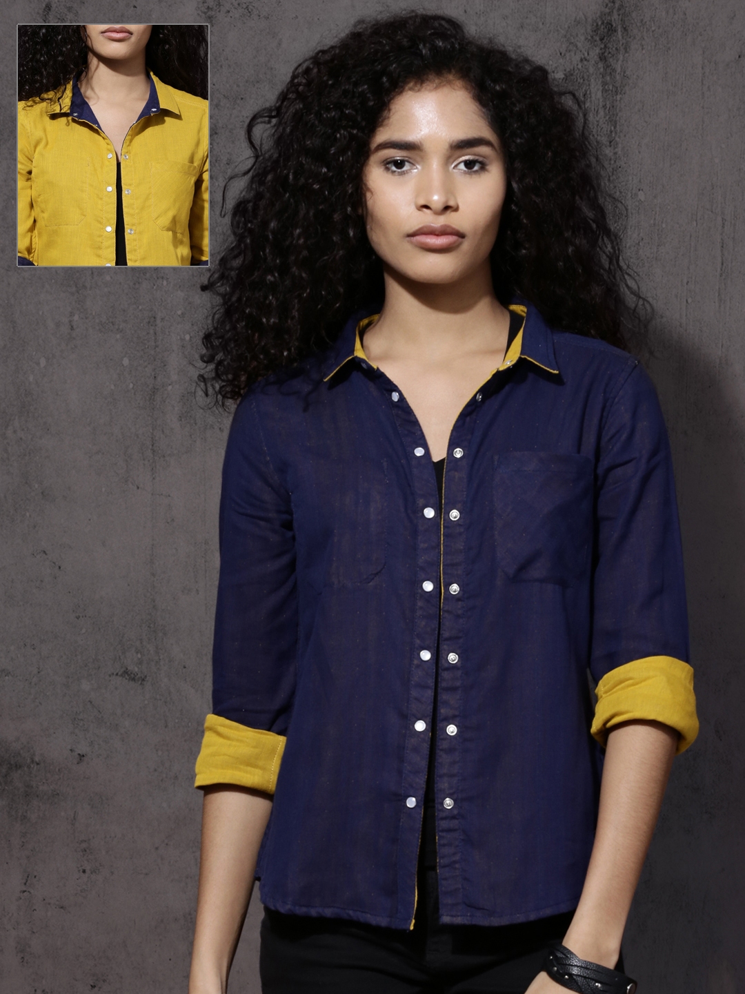 blue and yellow top womens