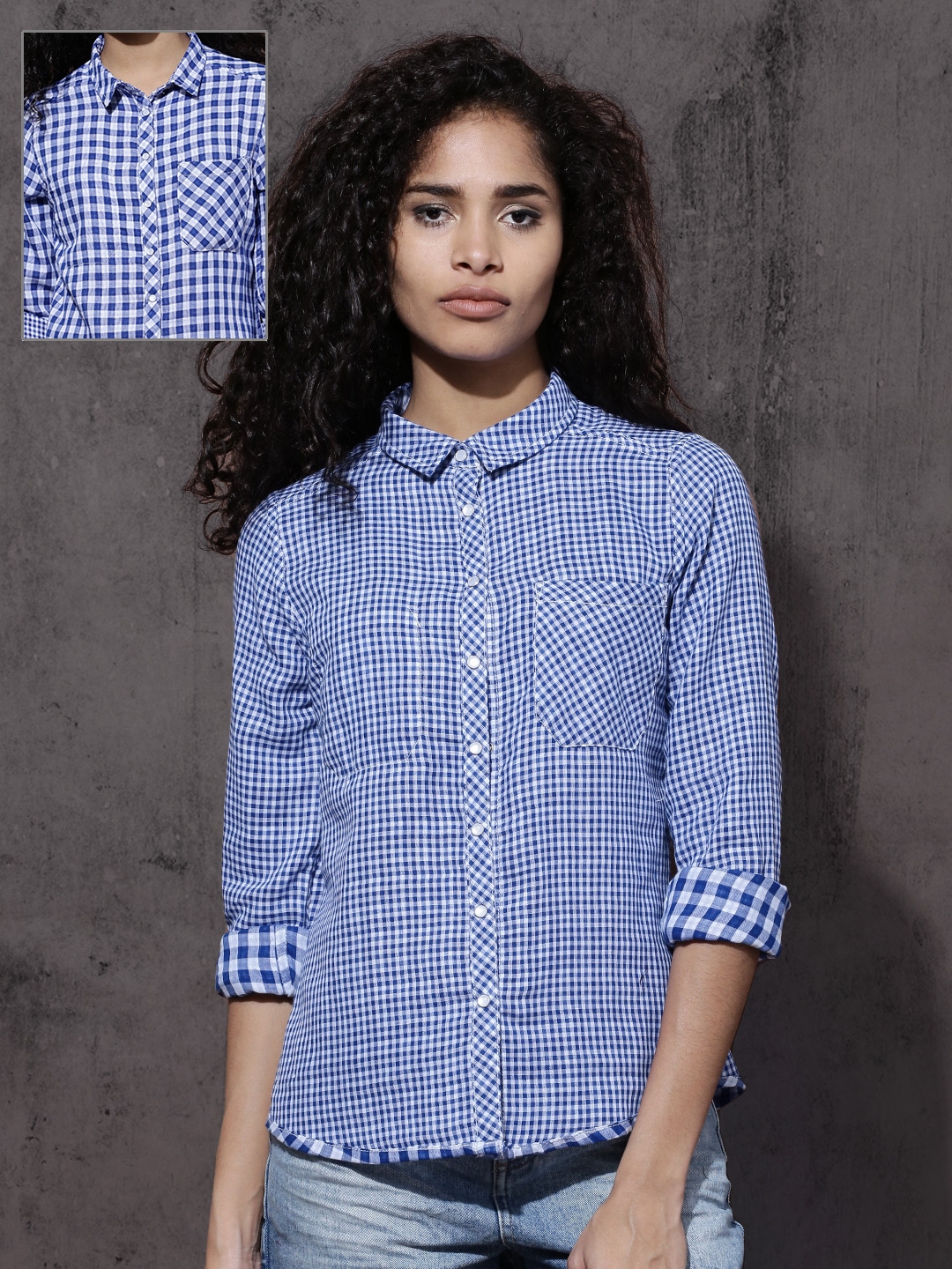 roadster women's checkered casual reversible shirt