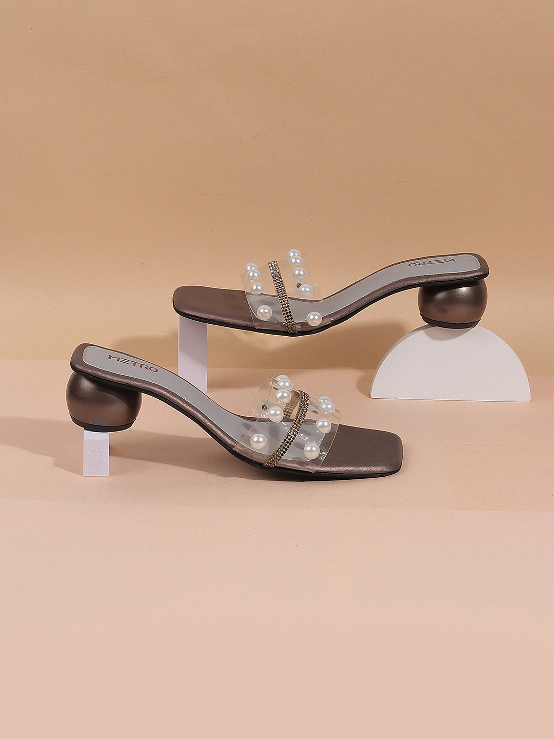 Metro Embellished Square Toe Block Mules