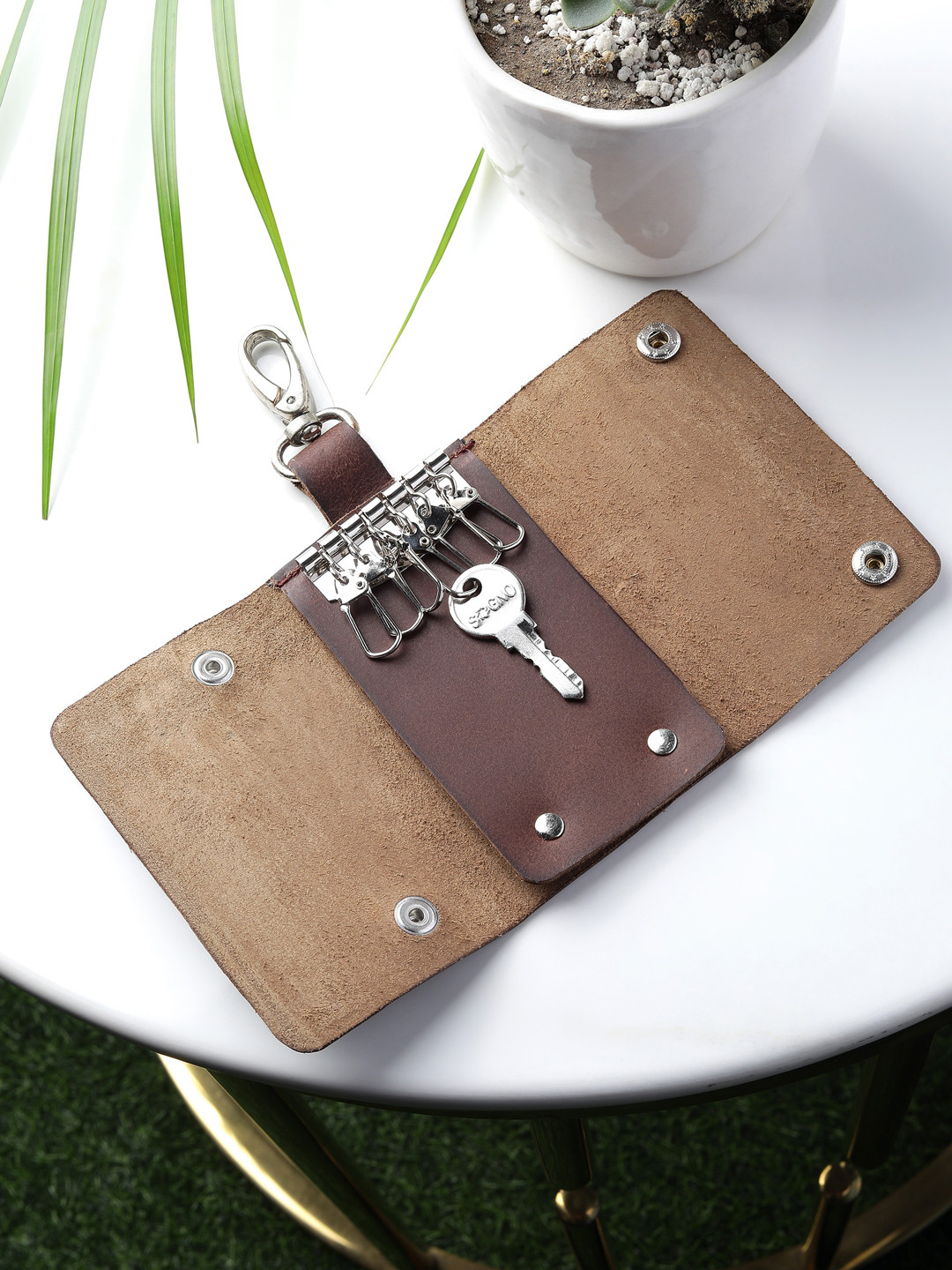 Aditi Wasan Brown Leather Hook Key Holder
