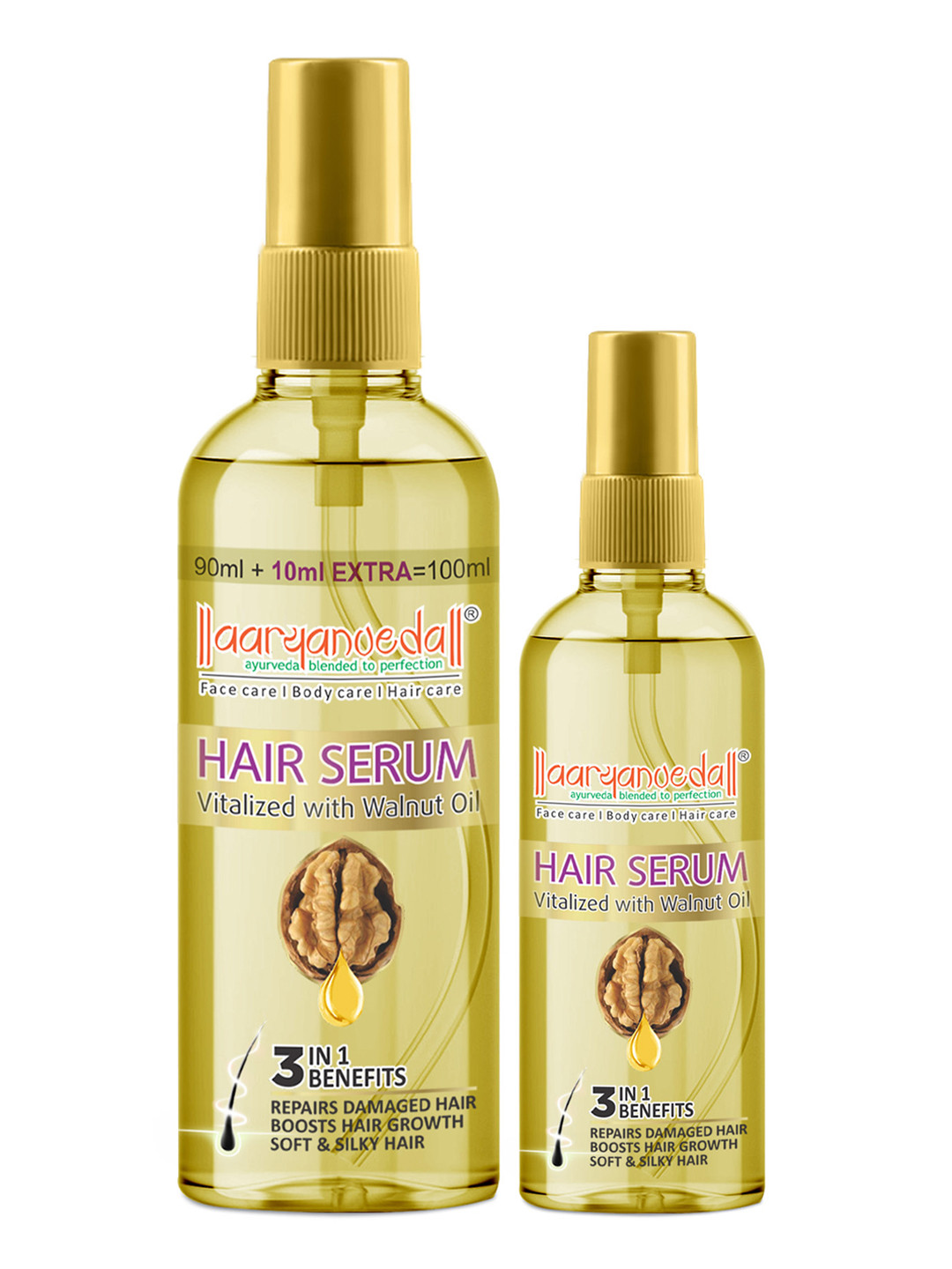 Aryanveda Set Of 2 Vitalized With Walnut Oil Hair Serum - 145 ml