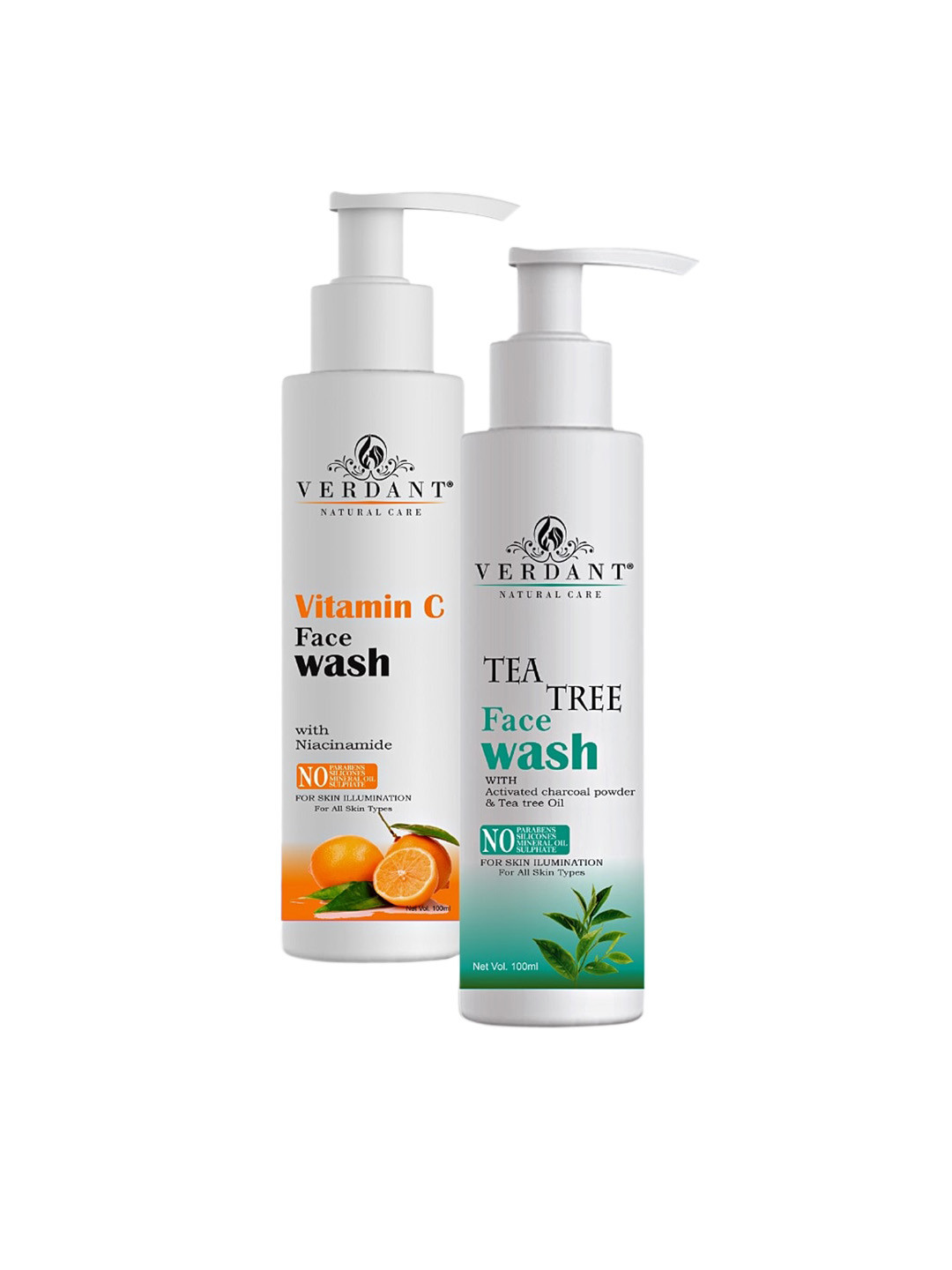 Verdant Natural Care Set Of 2 Tea Tree & Vitamin C Face Washes - 100 ml Each