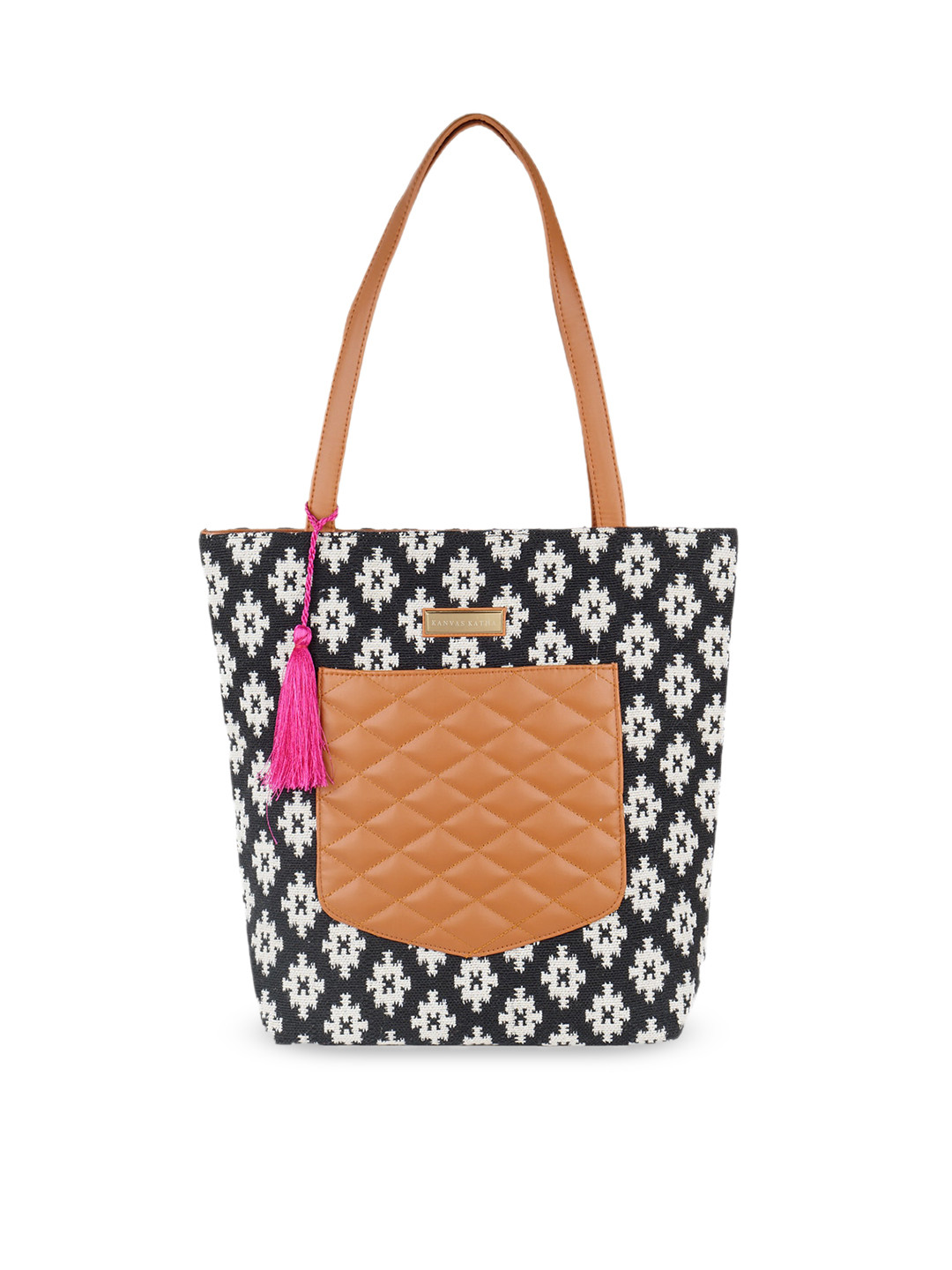 Kanvas Katha Floral Textured Oversized Shopper Tote Bag with Quilted