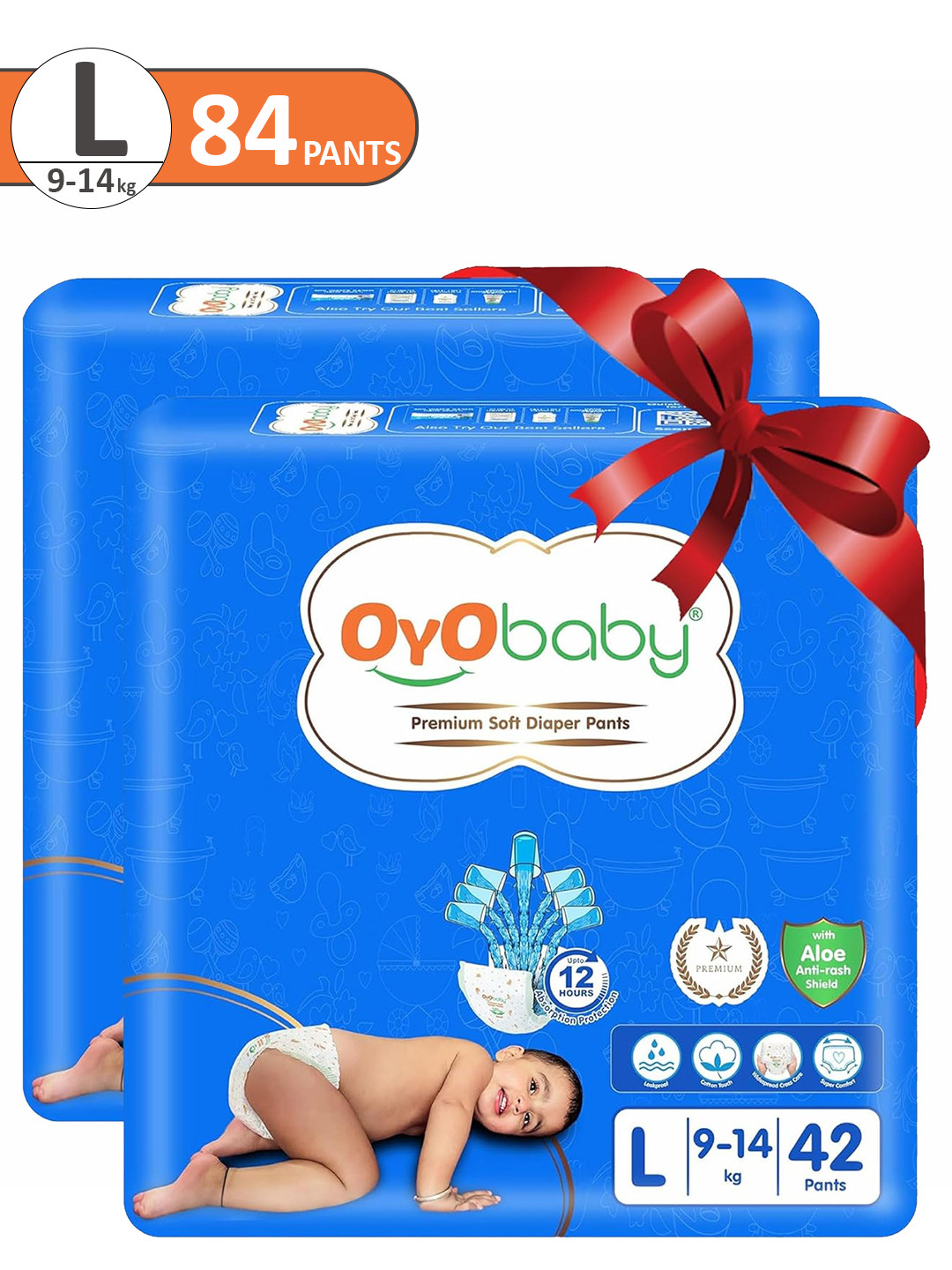 OyO Baby Pack of 2 Premium Soft Diaper Pants - Large