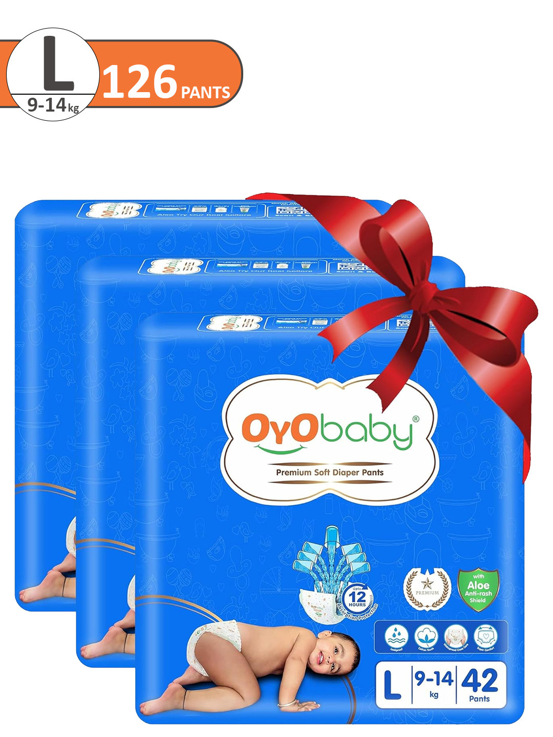 OyO Baby Pack of 3 Premium Soft Diaper Pants - Large