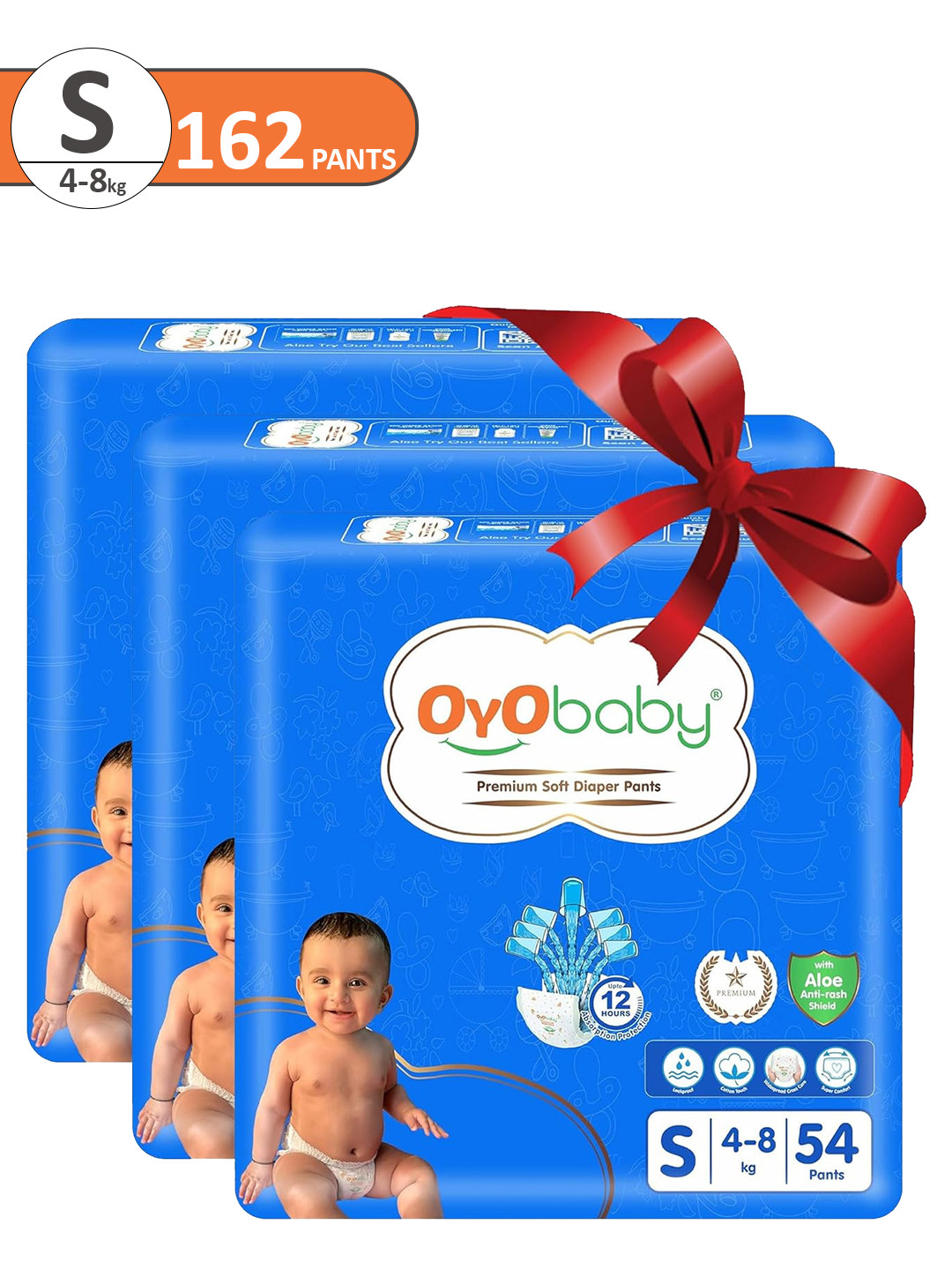OyO Baby Pack of 3 Premium Soft Diaper Pants - Small