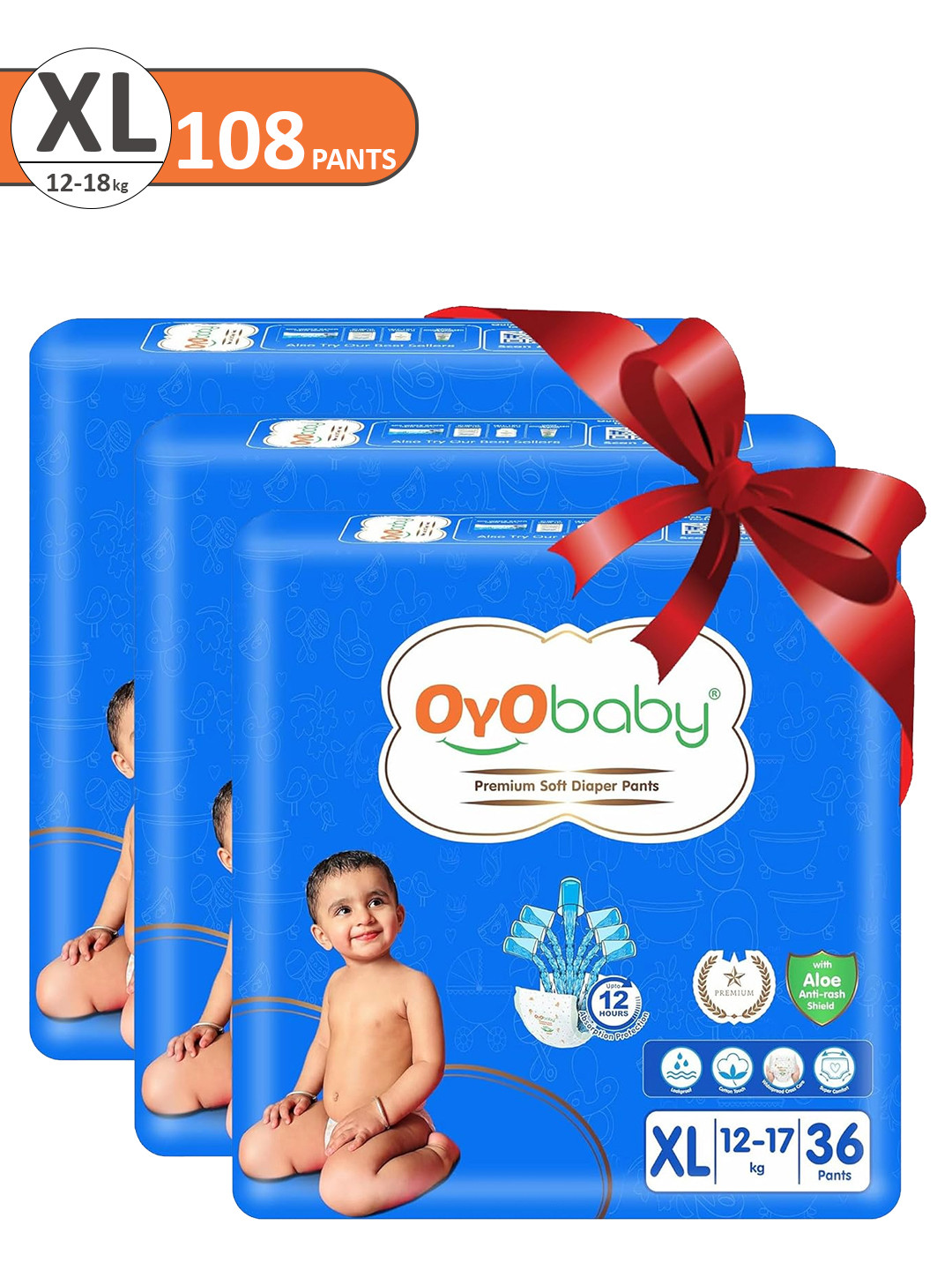 OyO Baby Pack of 3 Premium Soft Diaper Pants - Xtra Large