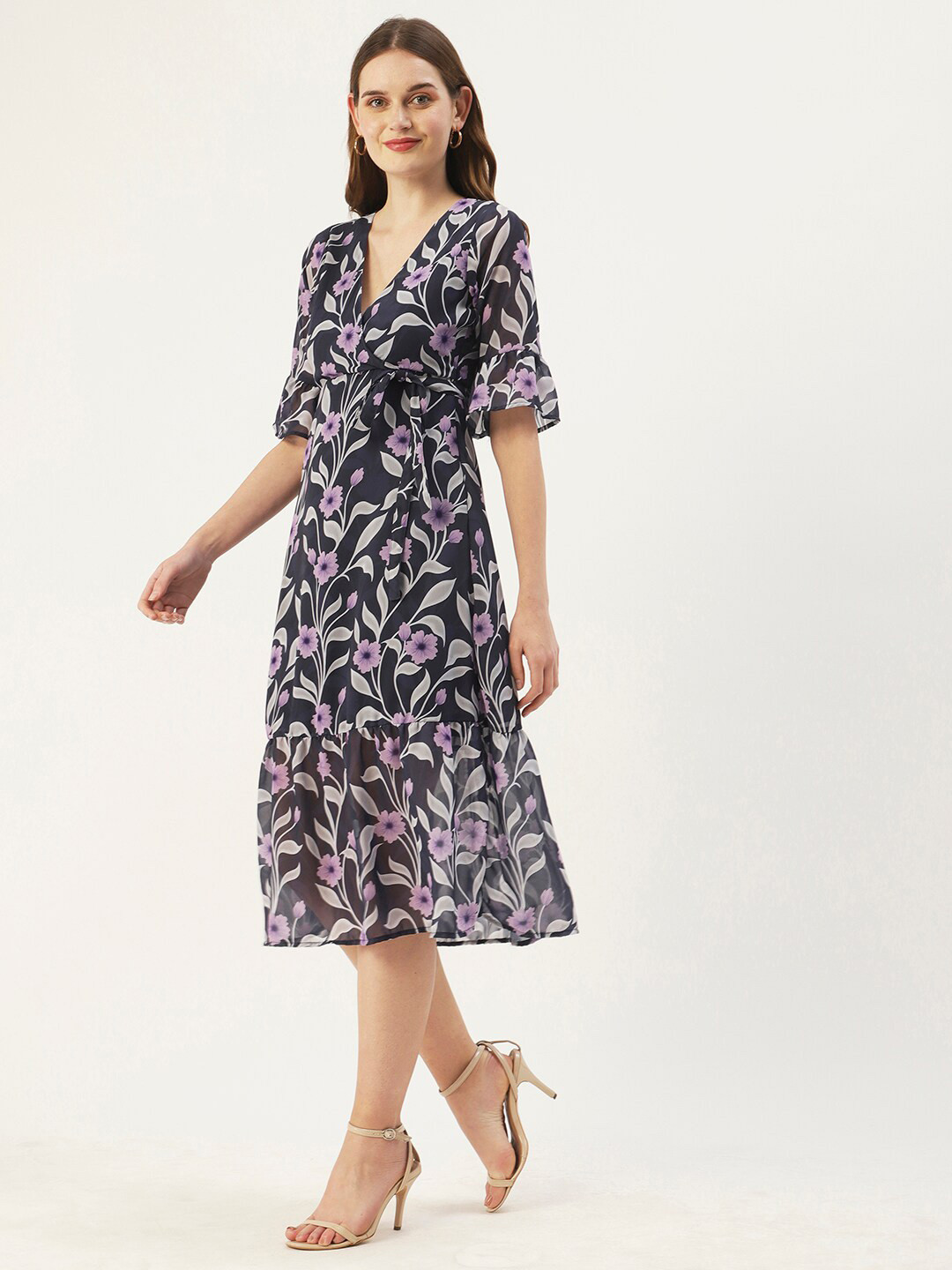 DressBerry Floral Wrap Midi Dress
