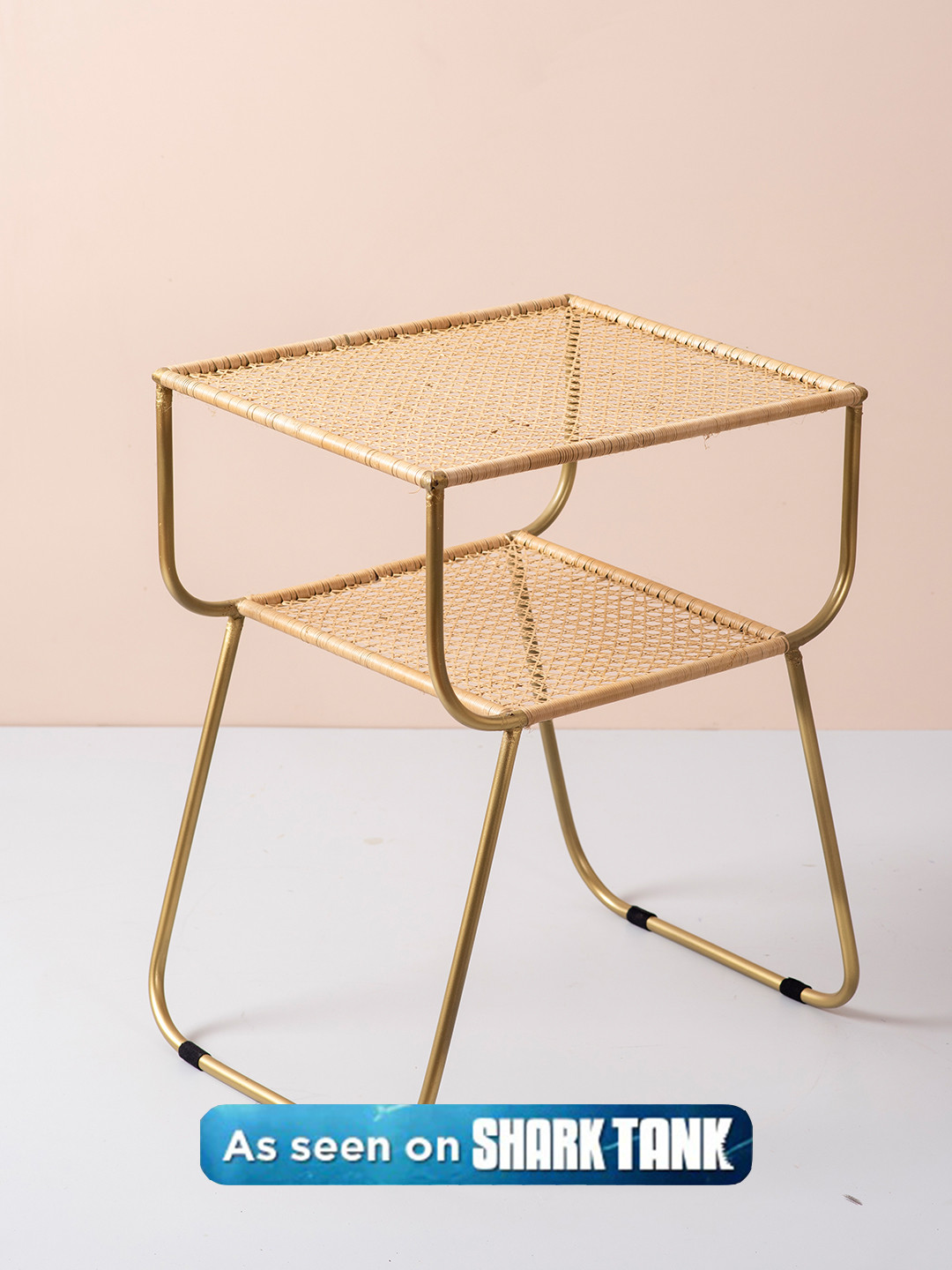 nestroots Gold-Toned Patterned Rectangular Side Table