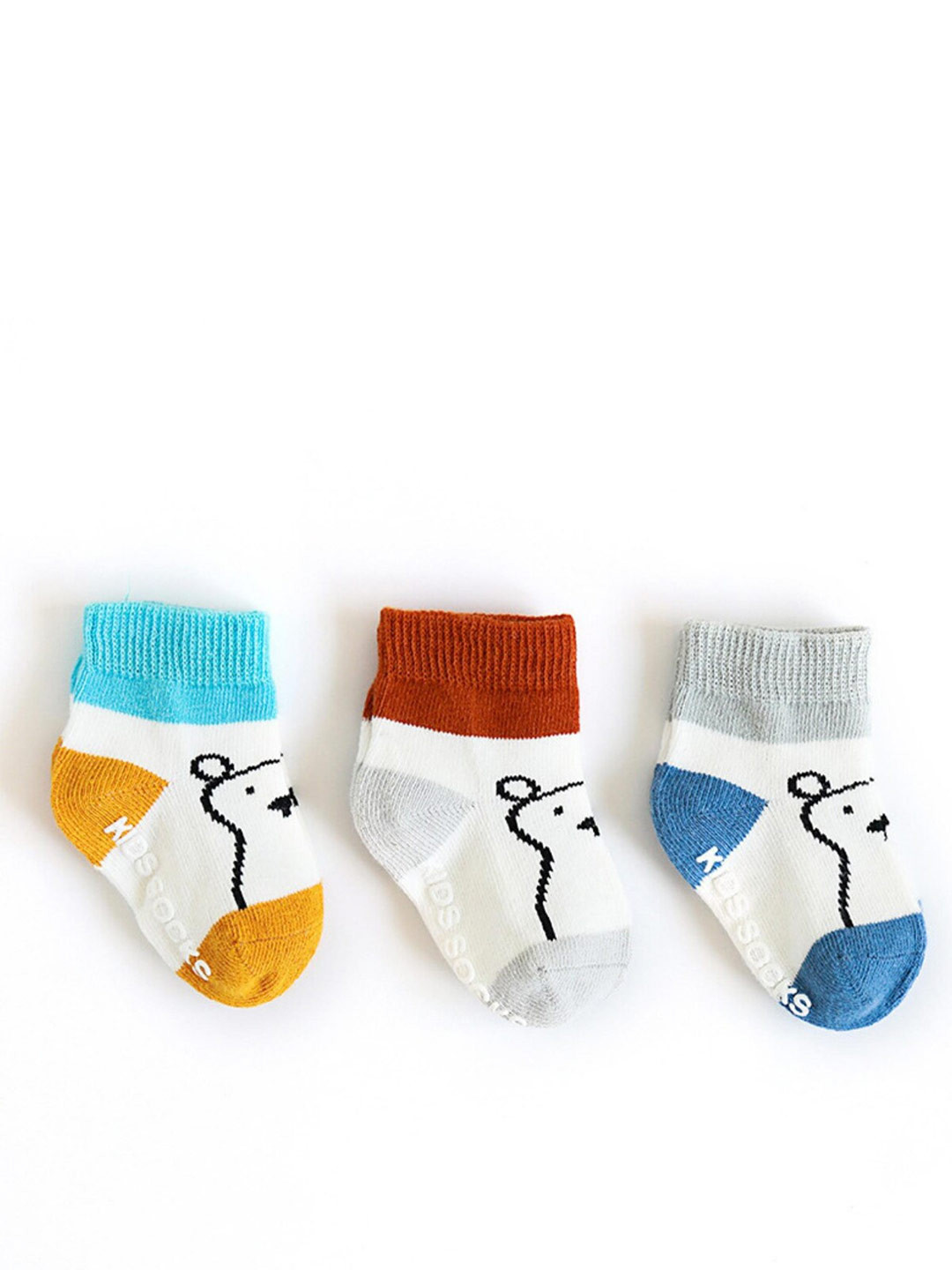 YOUSTYLO Kids Pack Of 3 Patterned Cotton Anti-Akid Ankle-Length Socks