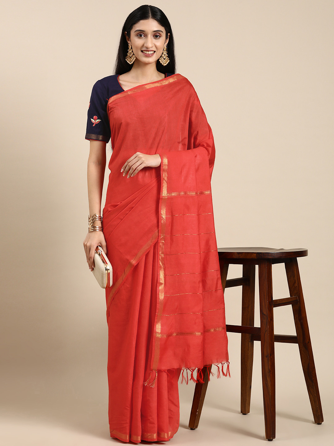 Mitera Embroidered Linen Blend Bhagalpuri Saree