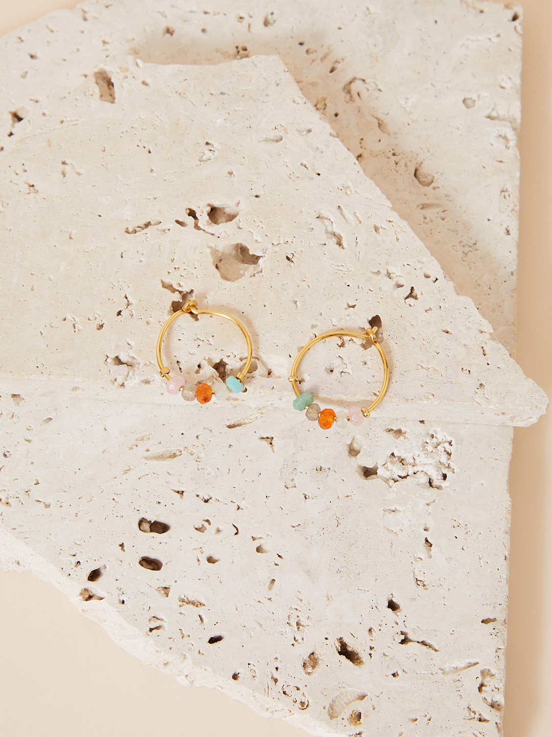 Accessorize London Set of 2 14K Gold Plated Z Healing Stone Earrings