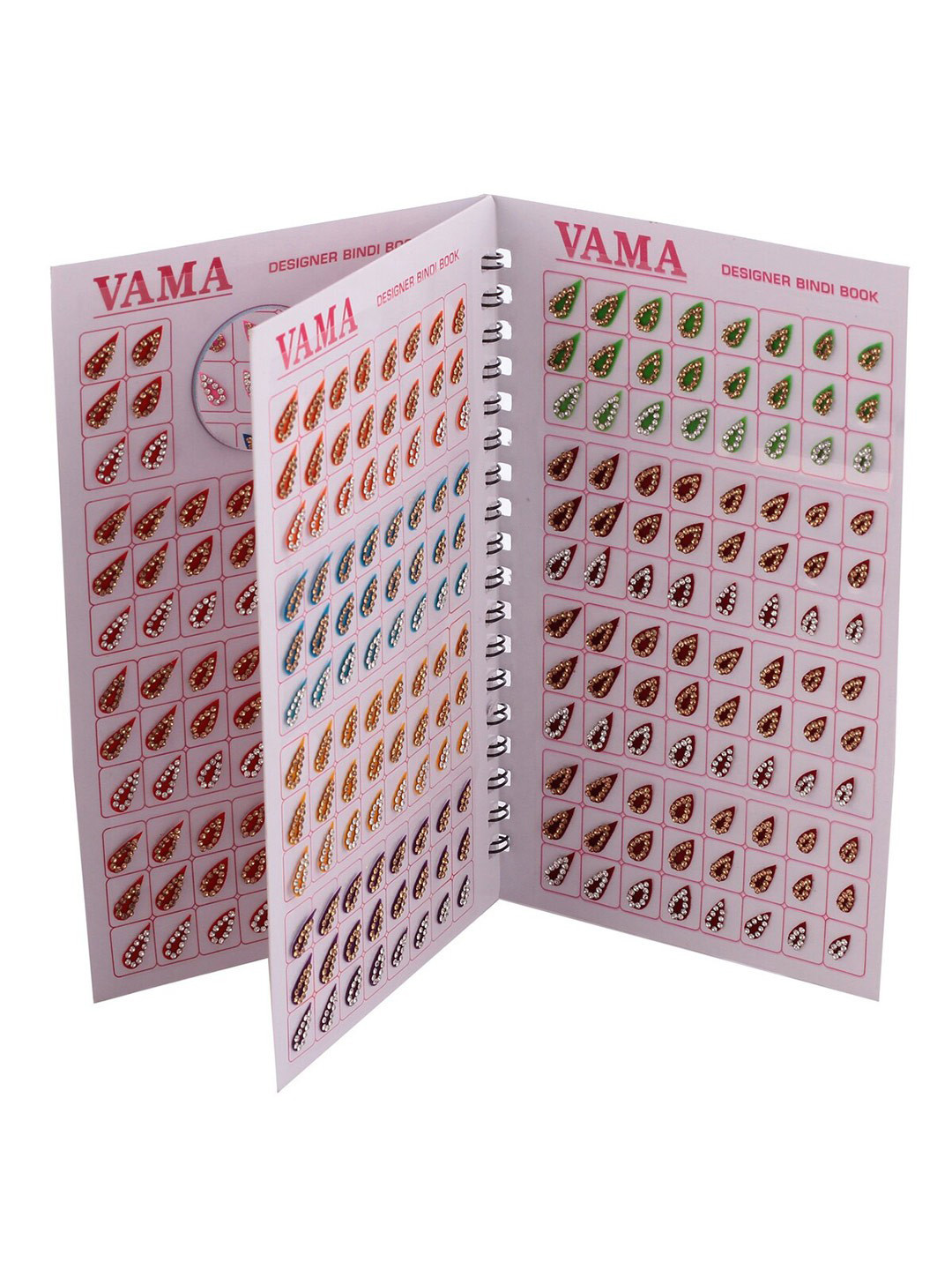 VAMA Women Multicolored Tilak Tear Drop Stone Bindi Book