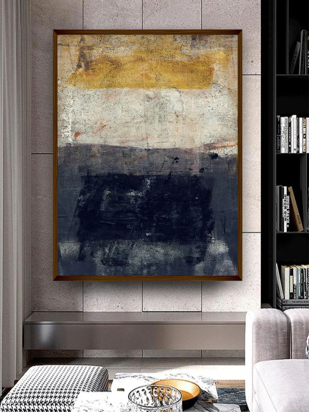 The Art House Yellow Canvas Wall Living Room Rectangle Paintings Wall Art -0.40 x 30In