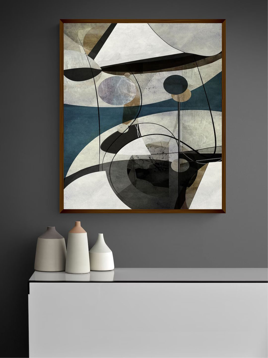 The Art House Blue & Grey Abstract Printed Framed Wall Painting