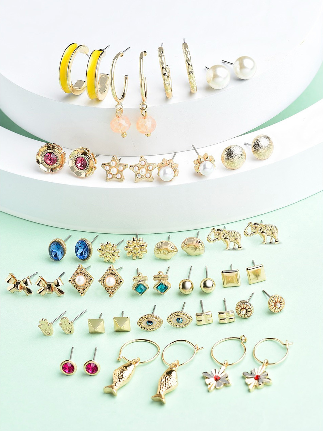 AMI Set of 25 Contemporary Studs & Hoop Earrings