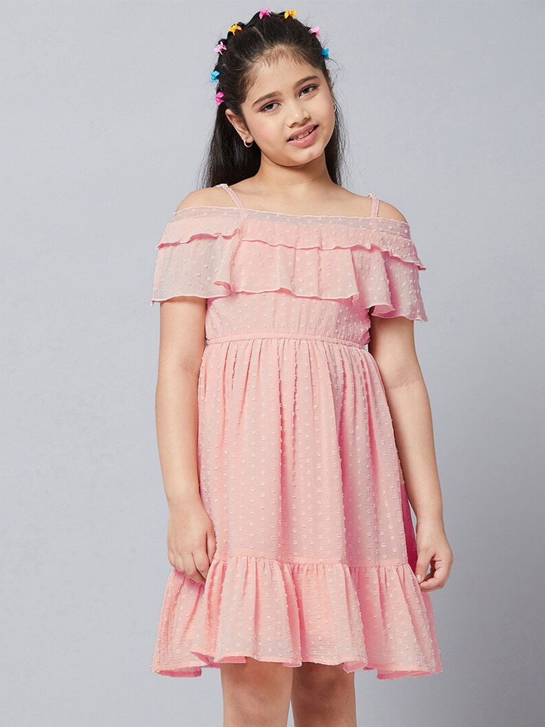 Stylo Bug Girls Off-Shoulder A-Line Dress