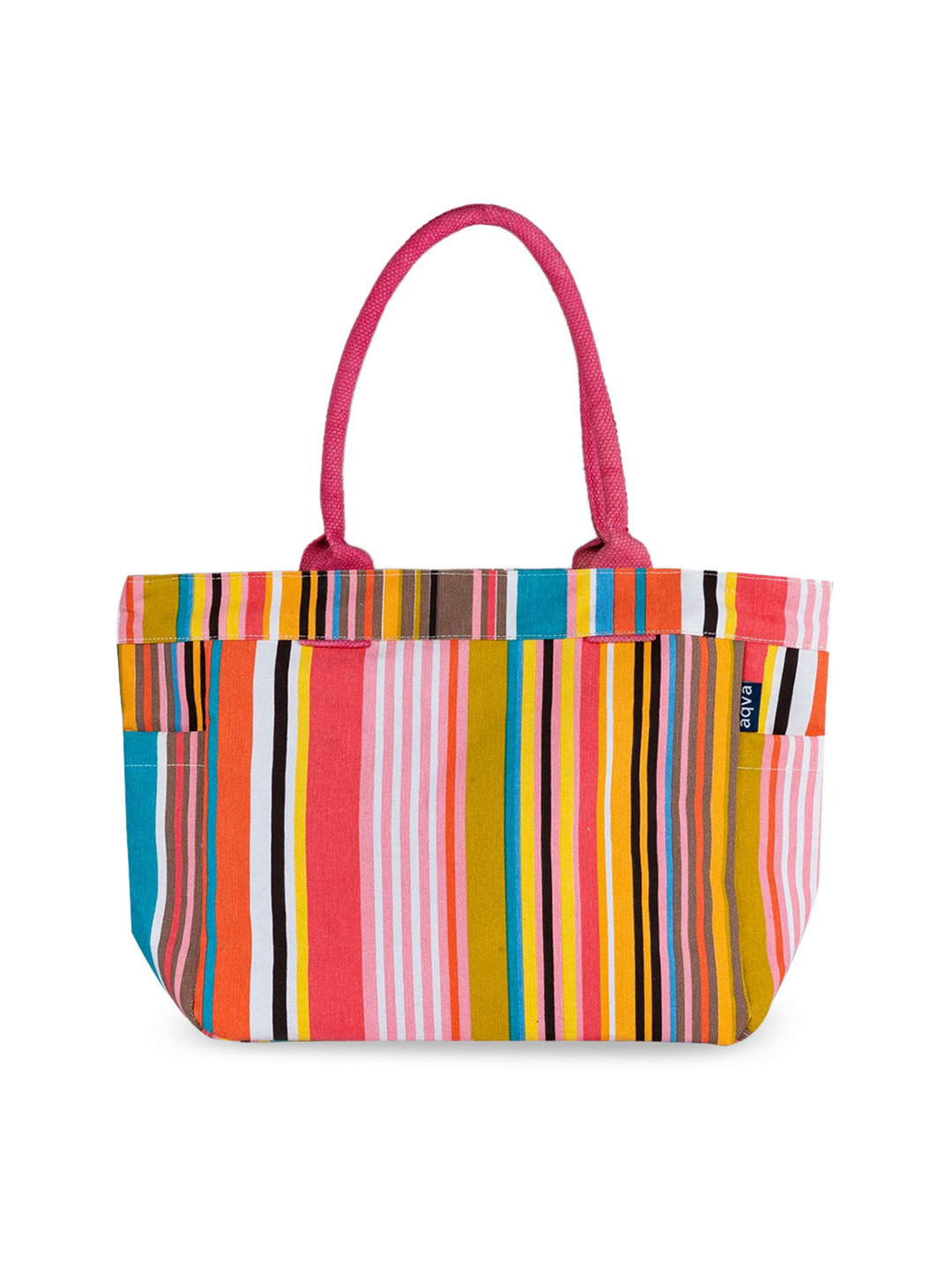 AQVA Striped Shopper Tote Bag