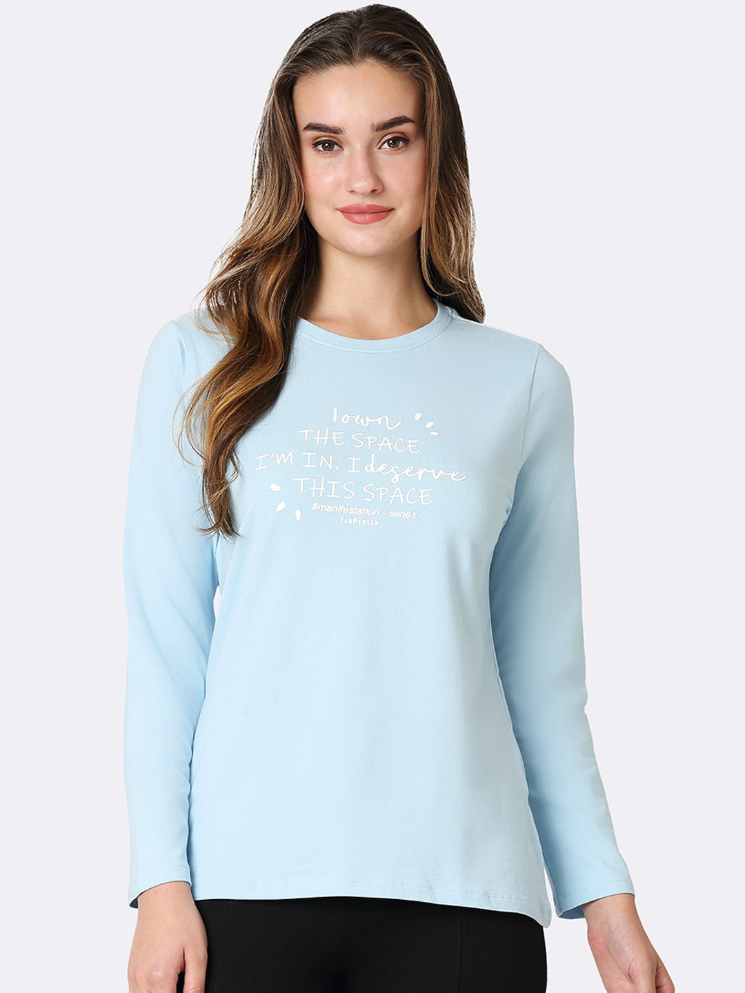 Van Heusen Space Full Sleeve Round Neck Lounge T-Shirt