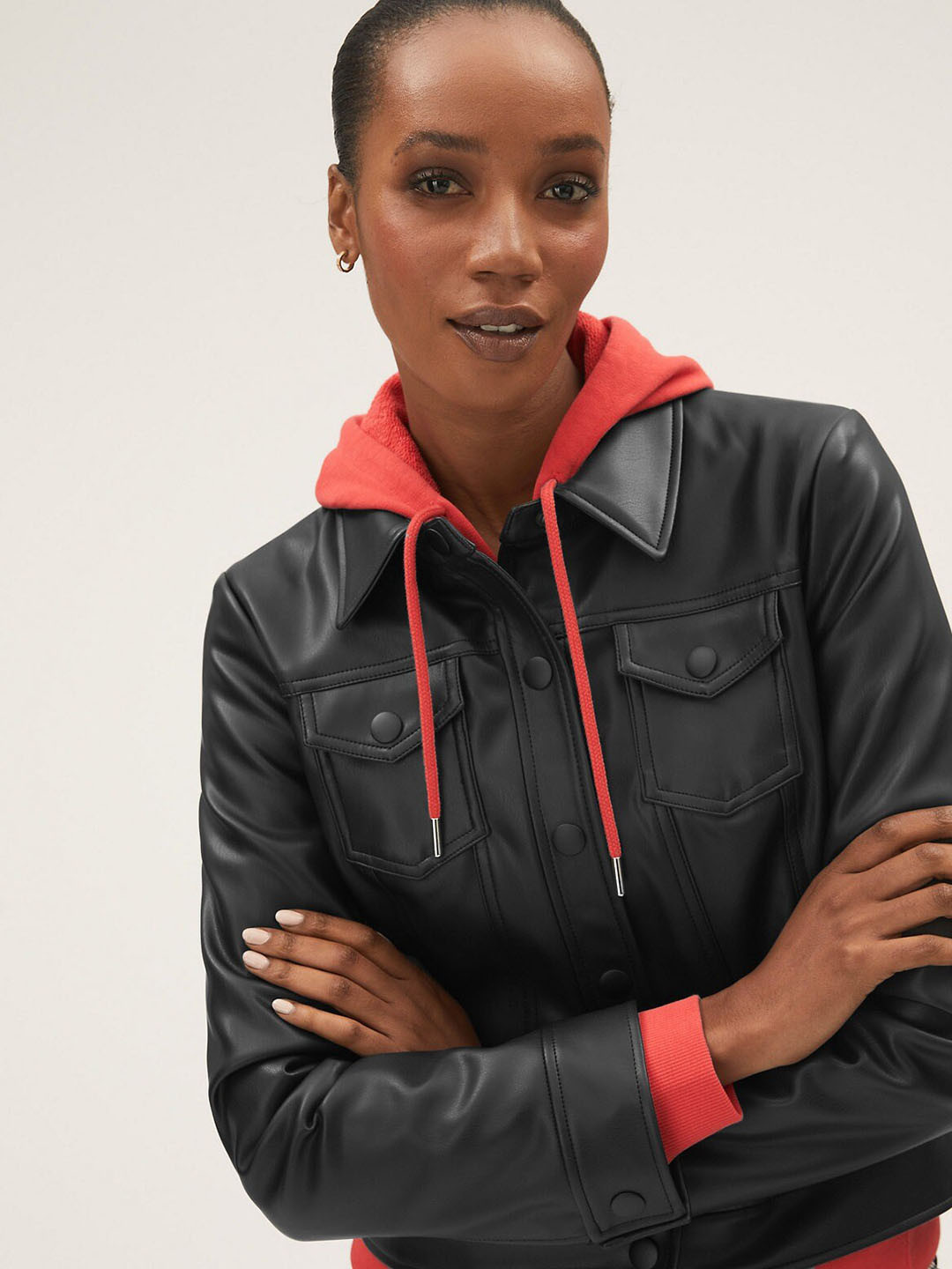 Marks & Spencer Women Lightweight Crop Leather Jacket