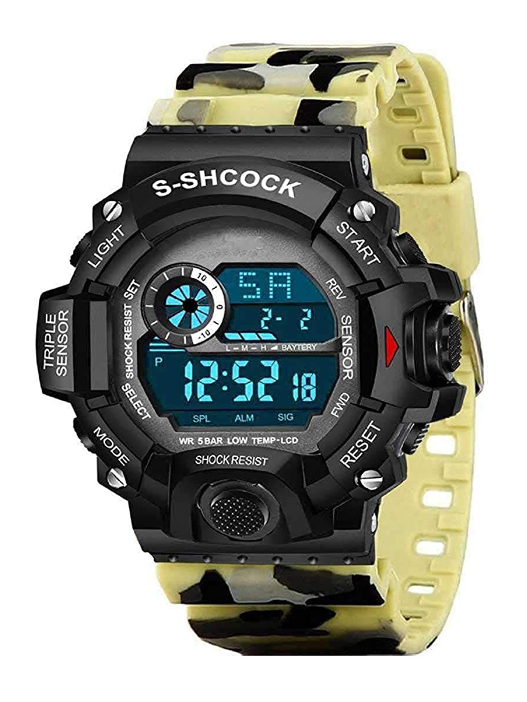 CERO Brass Dial & Stainless Steel Wrap Around Straps Digital Watch- C-Army-Sadi