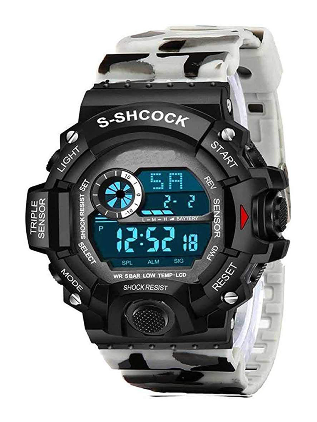 CERO Unisex Grey Brass Dial & Grey Stainless Steel Bracelet Style Straps Digital Watch