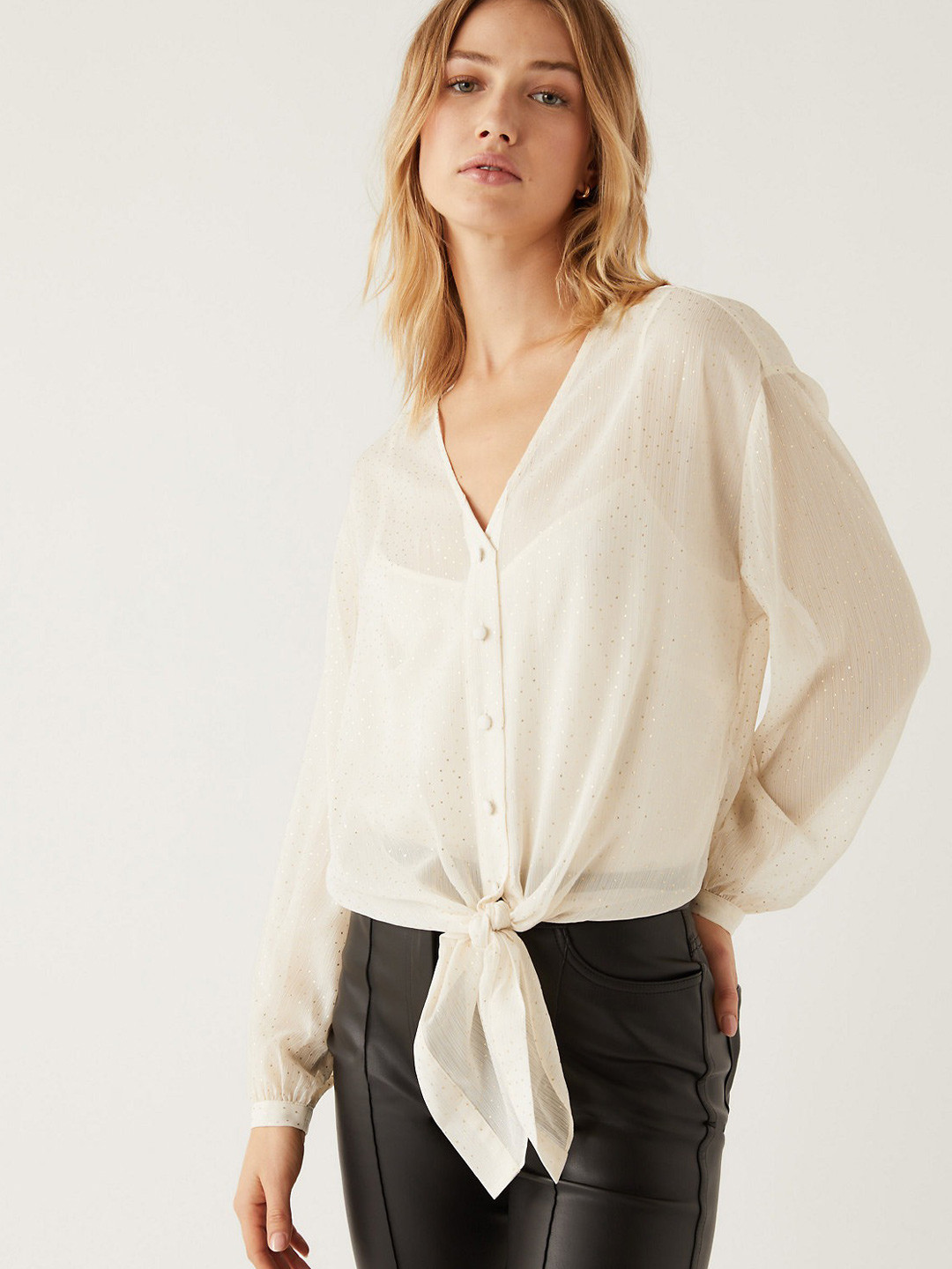 Marks & Spencer Geometric Print Sheer Shirt Style Top