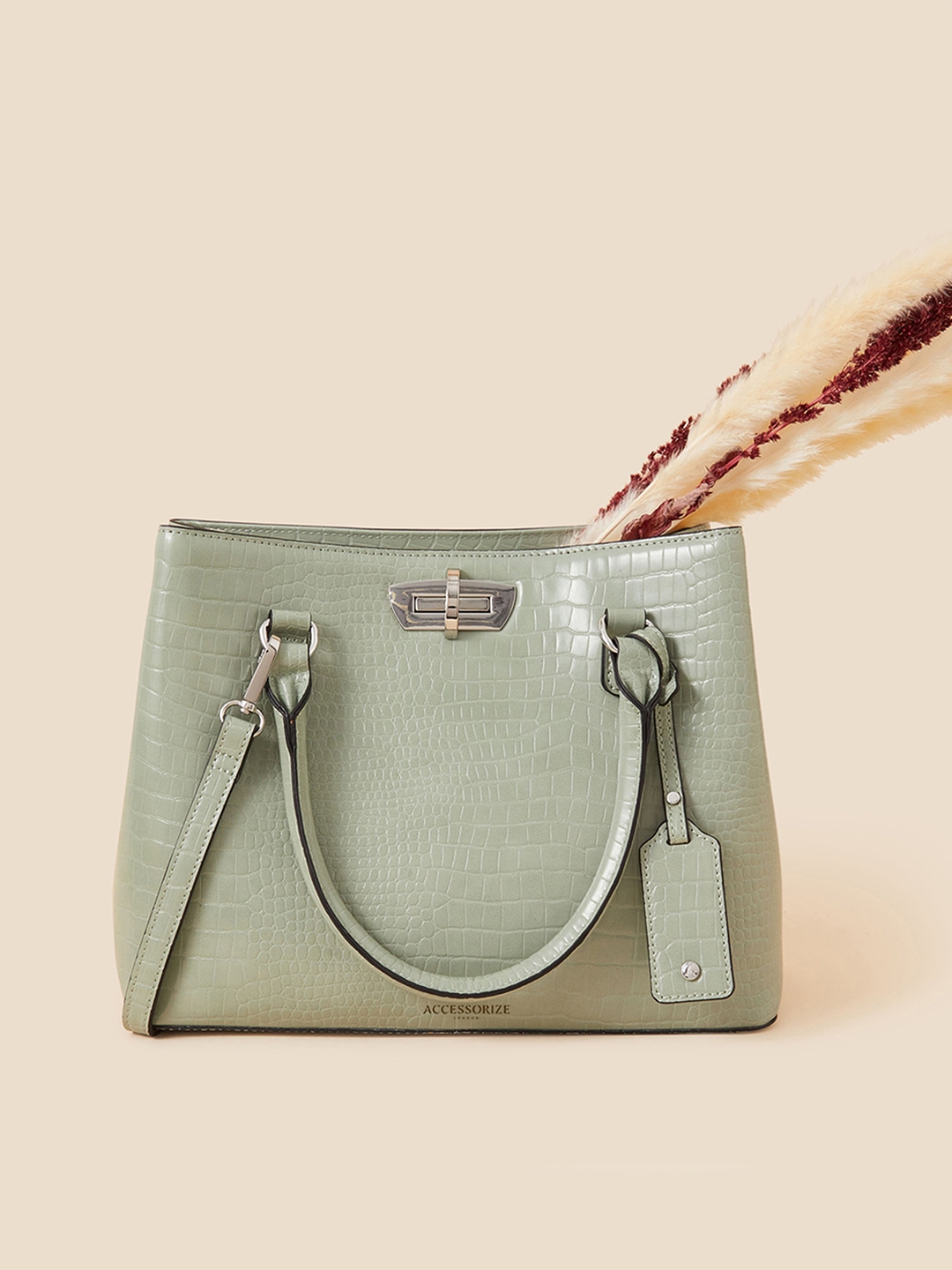 Green faux croc bag hot sale