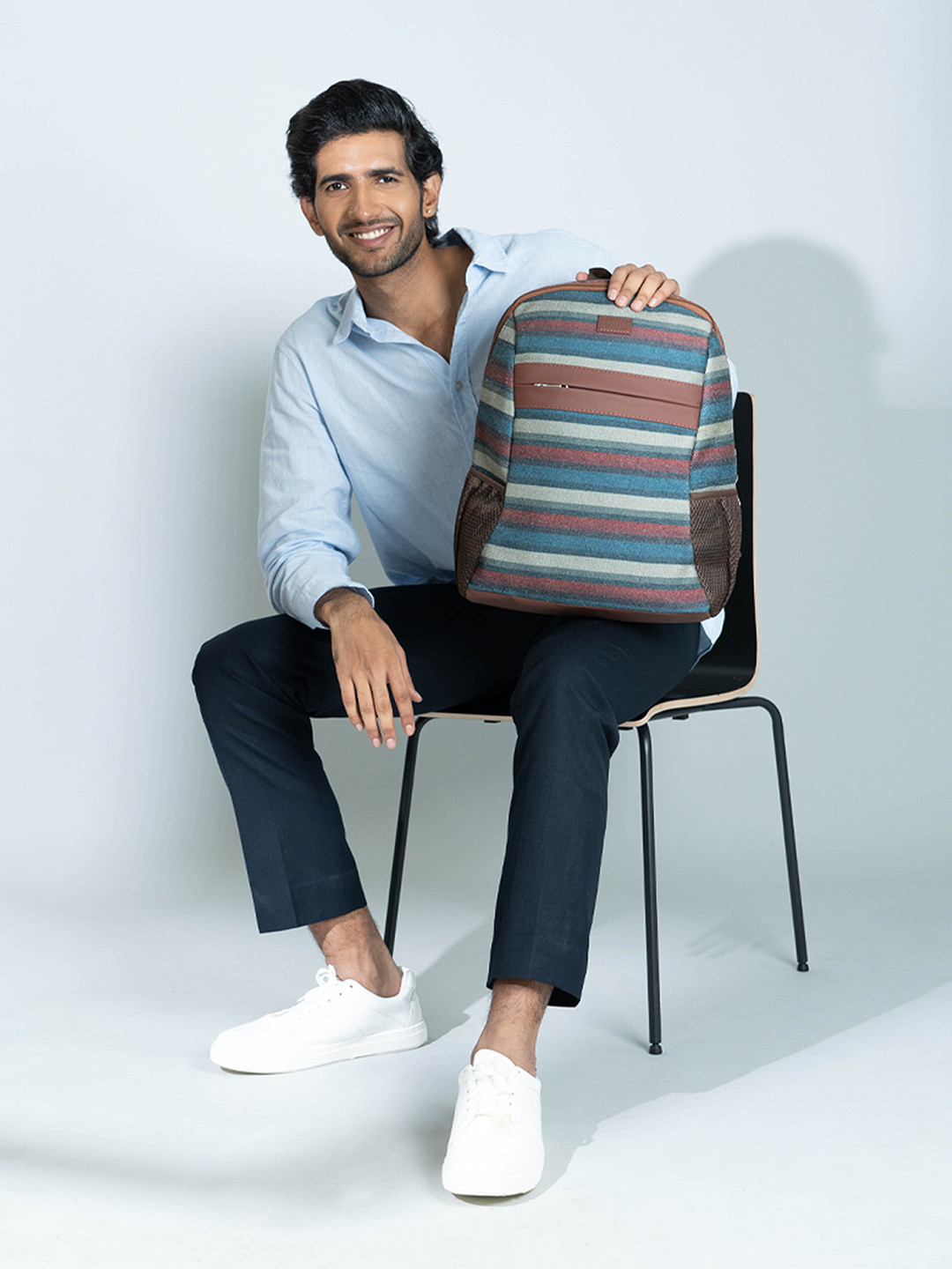 ZOUK Men Striped Backpack