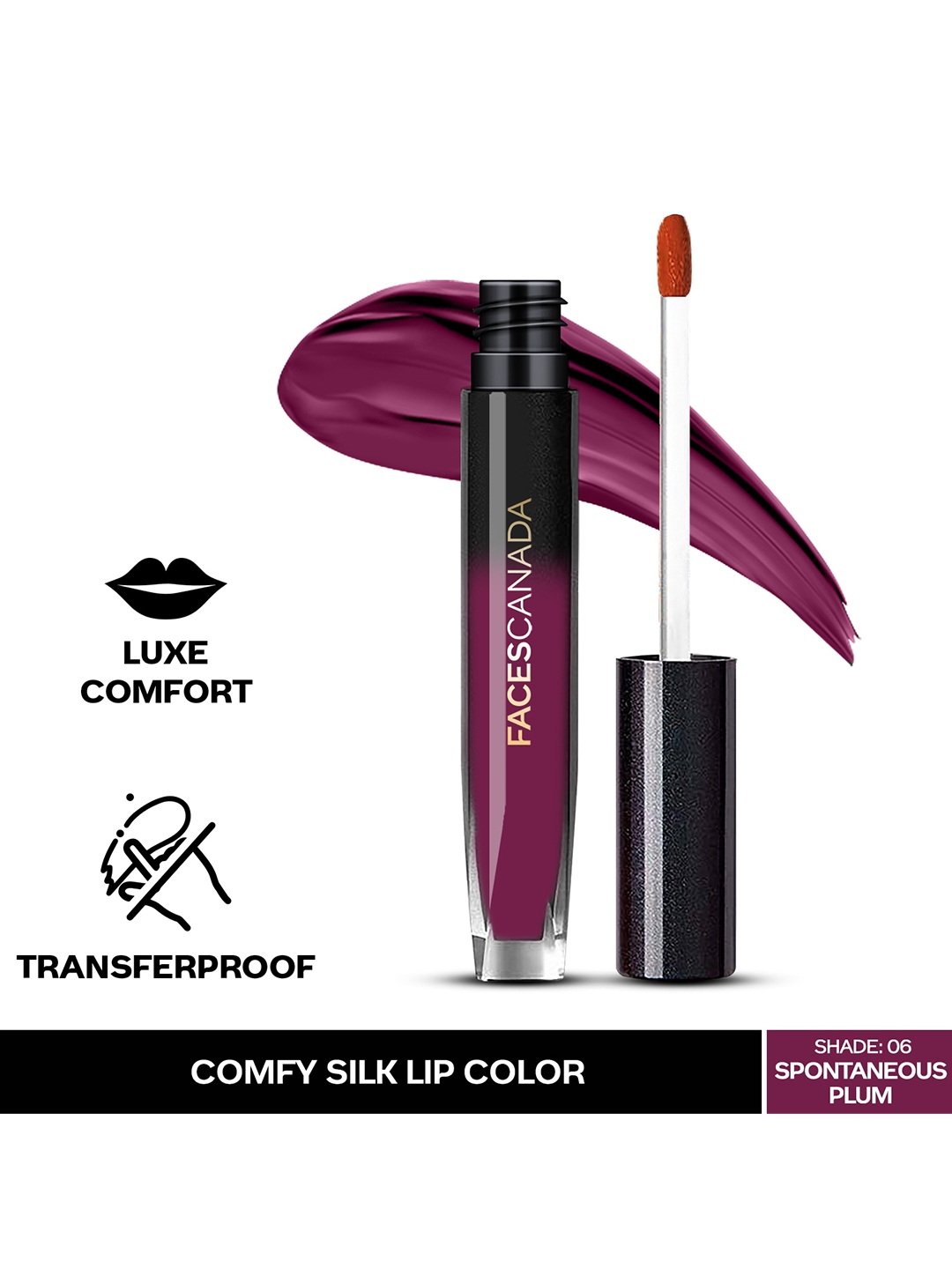 Buy FACES CANADA Comfy Silk Lightweight & Transfer Proof Satin Matte HD Lip  Color Spontaneous Plum 6 3ml - Lipstick for Women 21482108