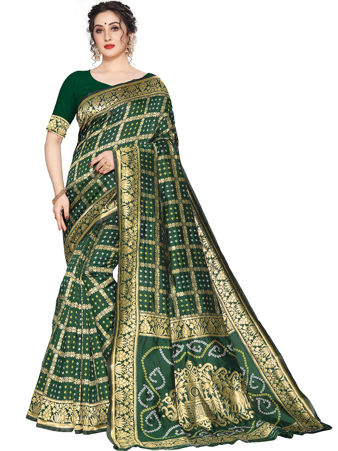 Leeza Store Zari Bandhani Saree