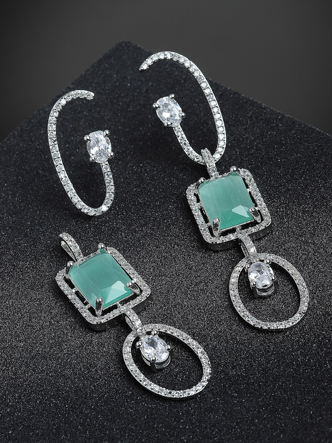 ZENEME Rhodium Plated 3 in 1 Multipurpose Earring