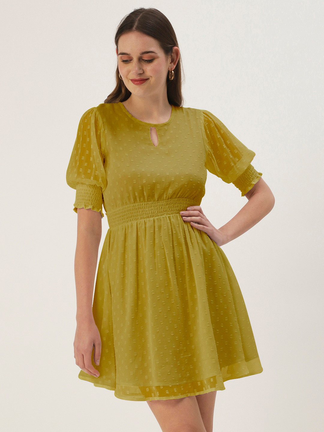 DressBerry Keyhole Neck Fit And Flare Dress