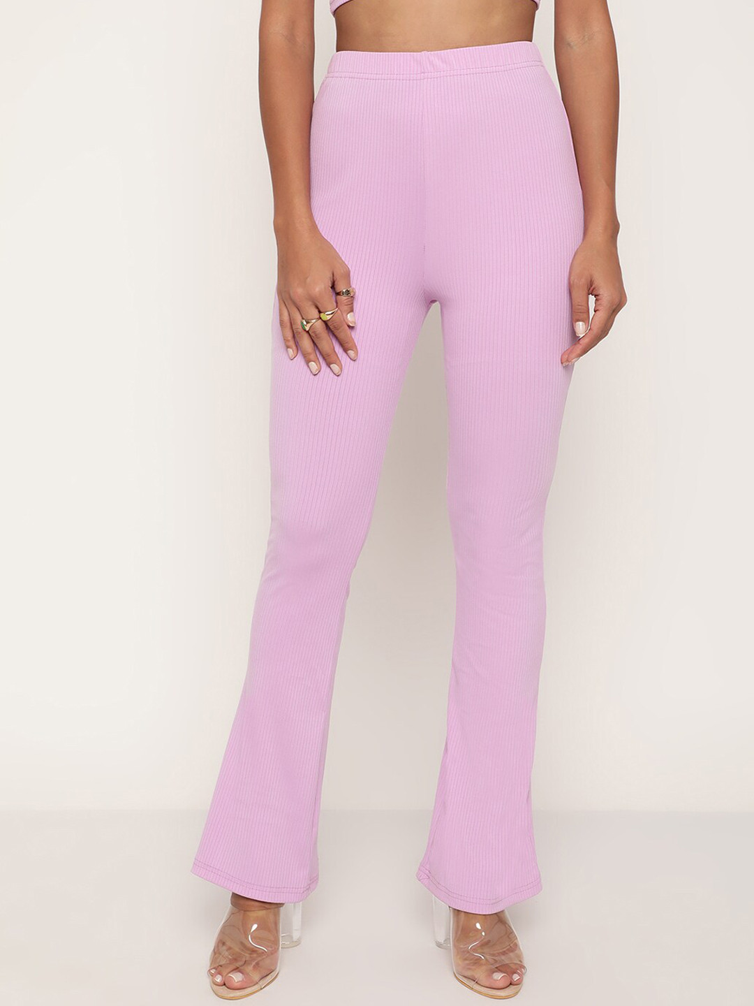 Sugathari Women Relaxed Straight Leg Skinny Fit High-Rise Wrinkle Free Trousers