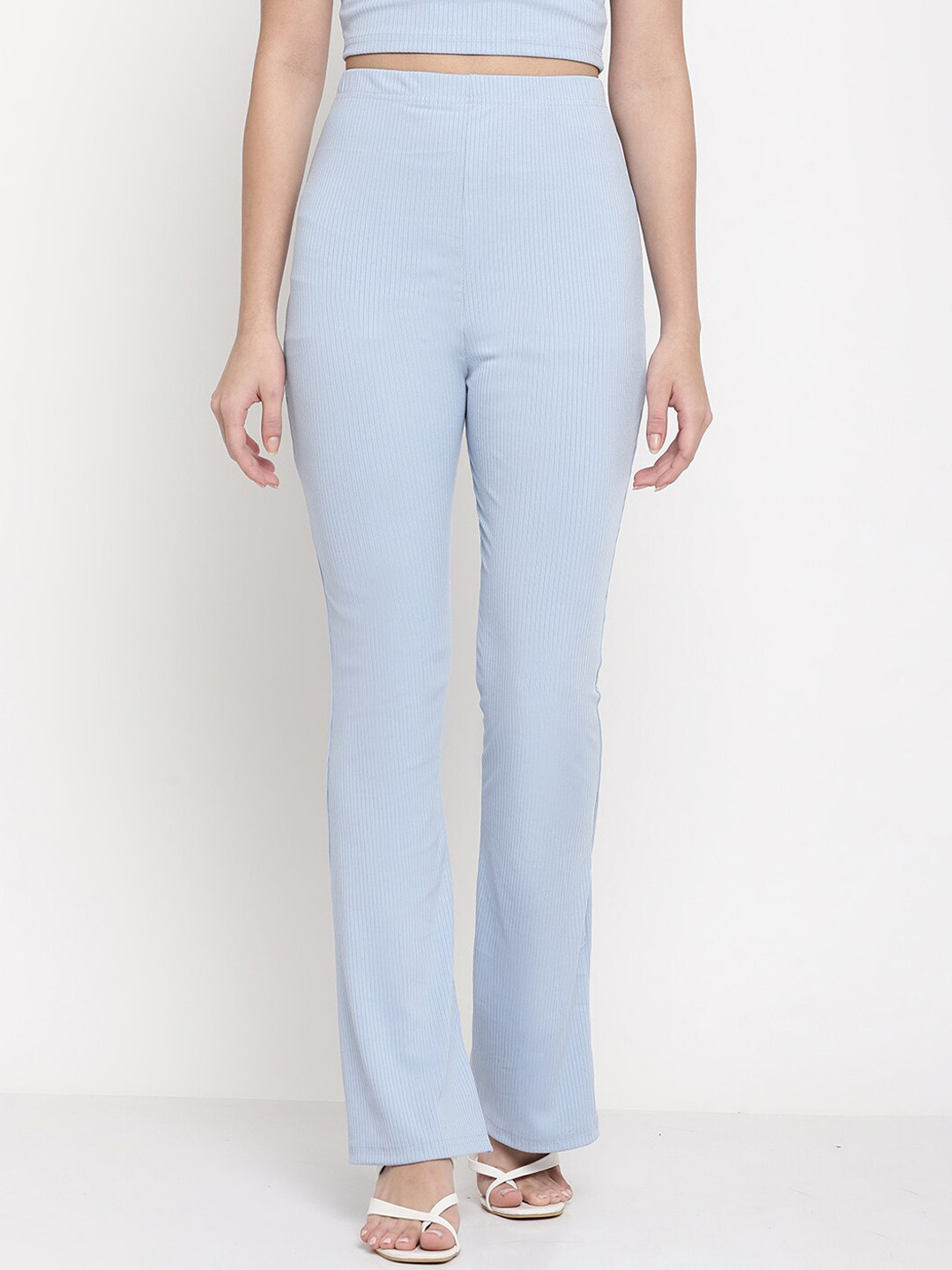 Sugathari Women Relaxed Straight Leg Skinny Fit High-Rise Wrinkle Free Trousers