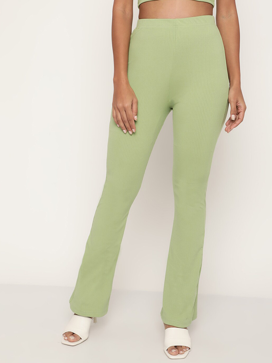 Sugathari Women Relaxed Straight Leg Skinny Fit High-Rise Wrinkle Free Trousers