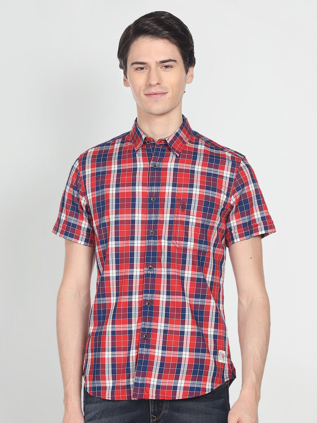 U.S. Polo Assn. Denim Co. Men Cotton Tartan Checks Casual Shirt