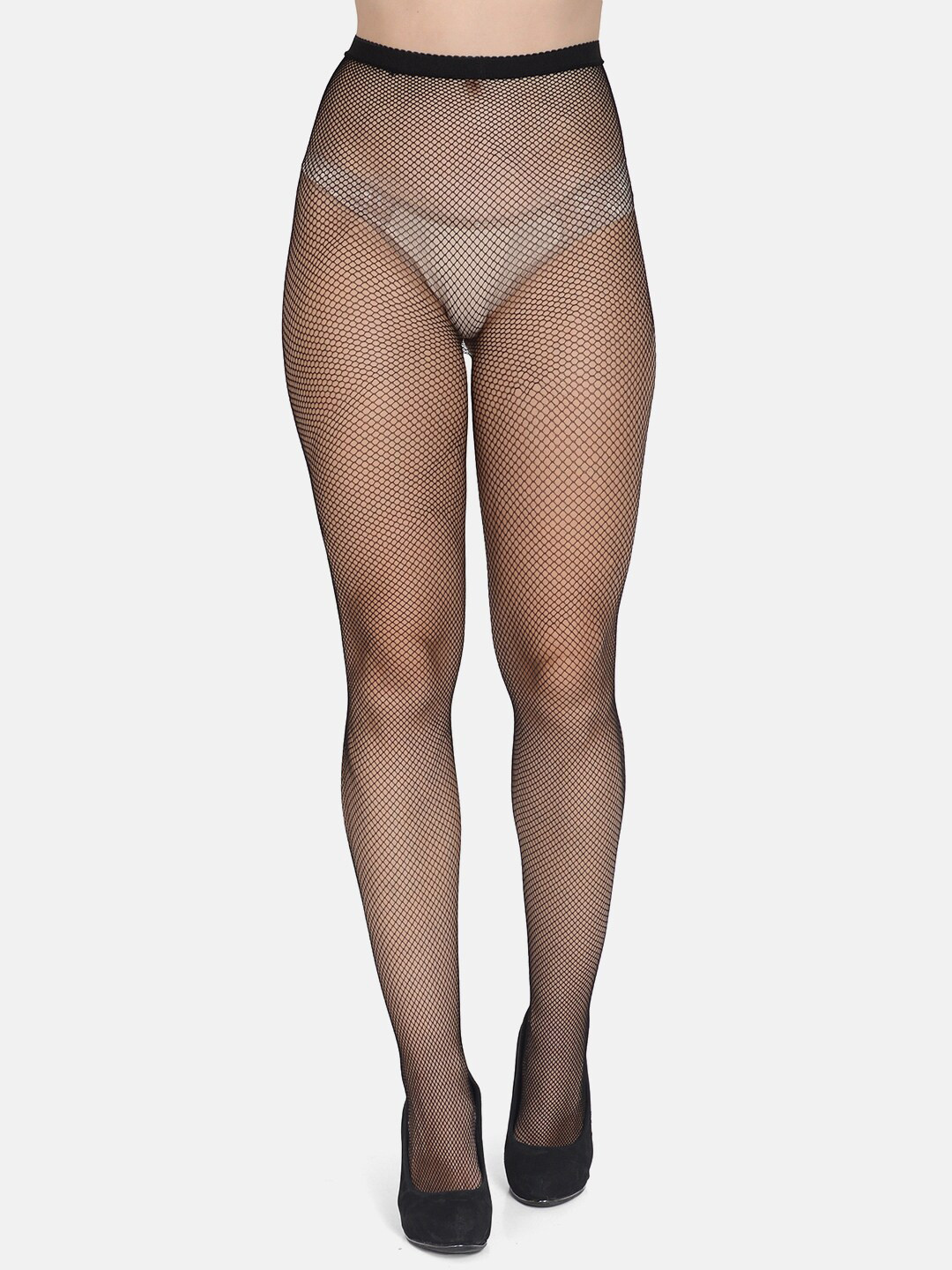 mod & shy Women High-Rise Fishnet Sheer Stockings