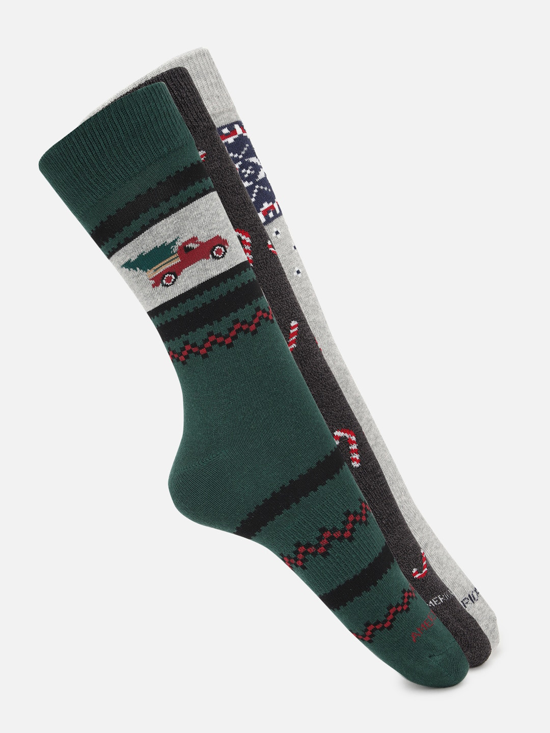 AMERICAN EAGLE OUTFITTERS Men Pack of 3 Self Designed Cotton Calf-Length Socks